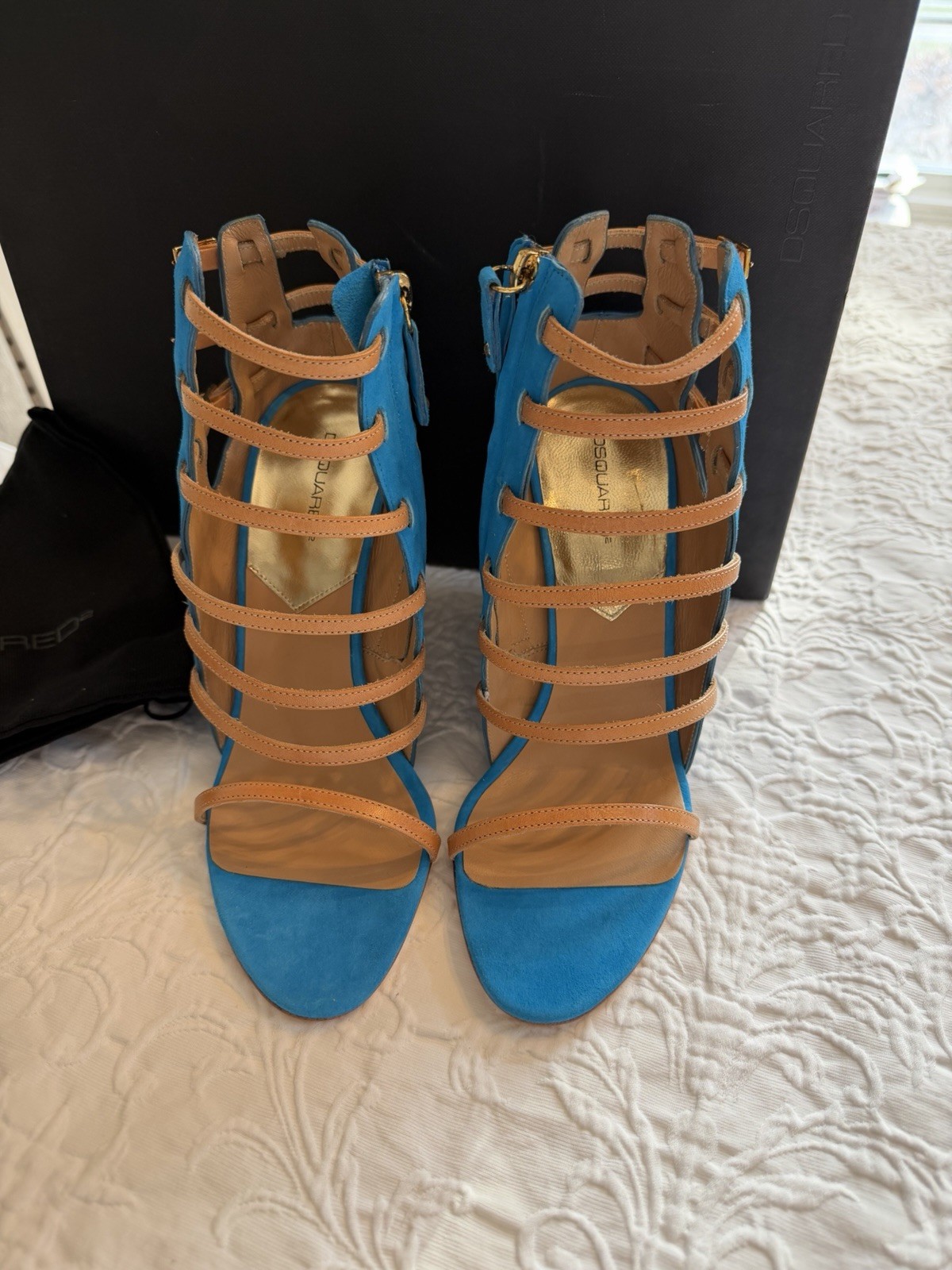 DSQUARED2 S13W205102 34 WEDGE SIENNA CAMOSCIO AZZURRO #9us $769