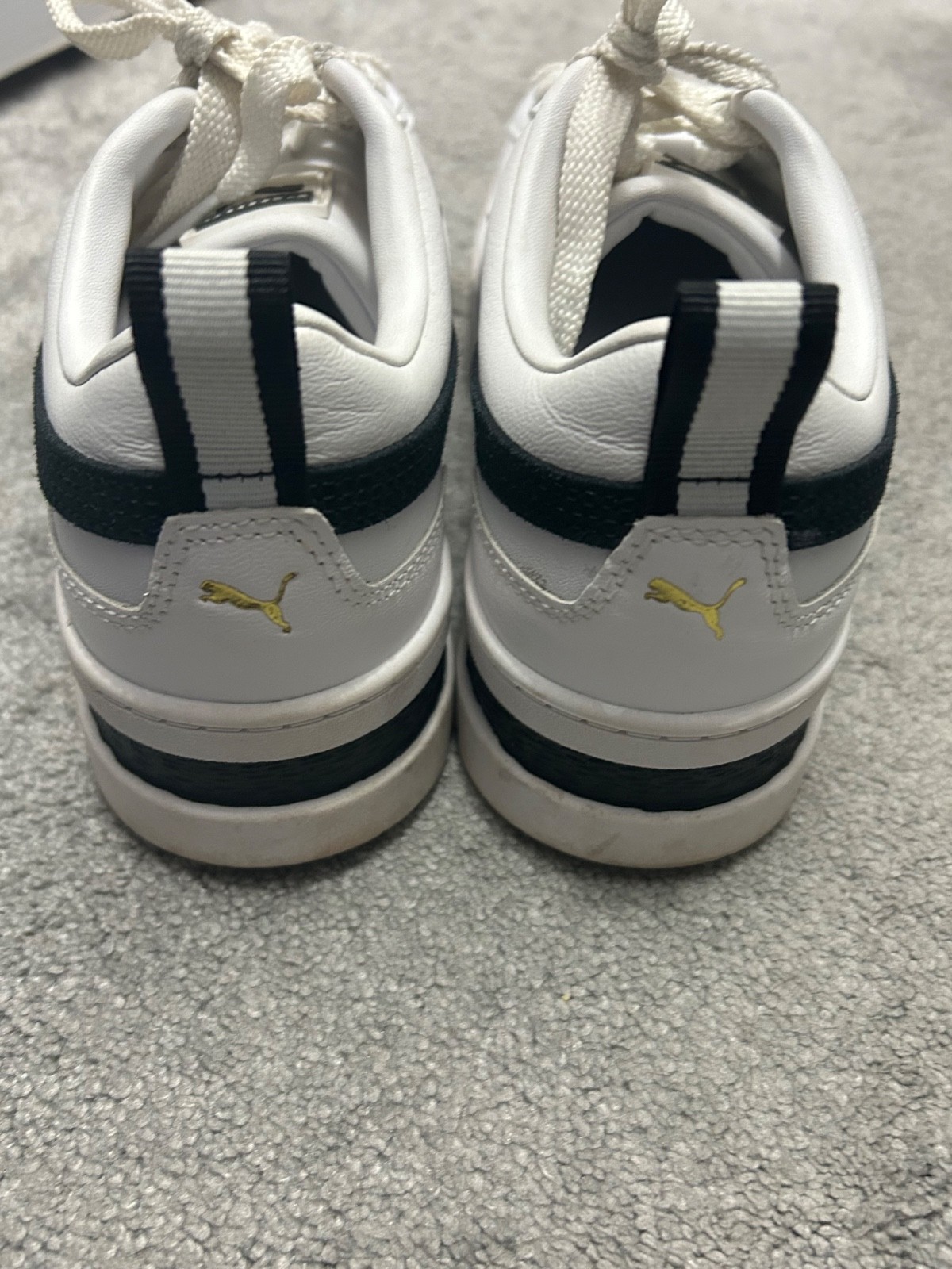 Size 9 Puma Mayze Wedge White Black Women Platform Tennis shoes