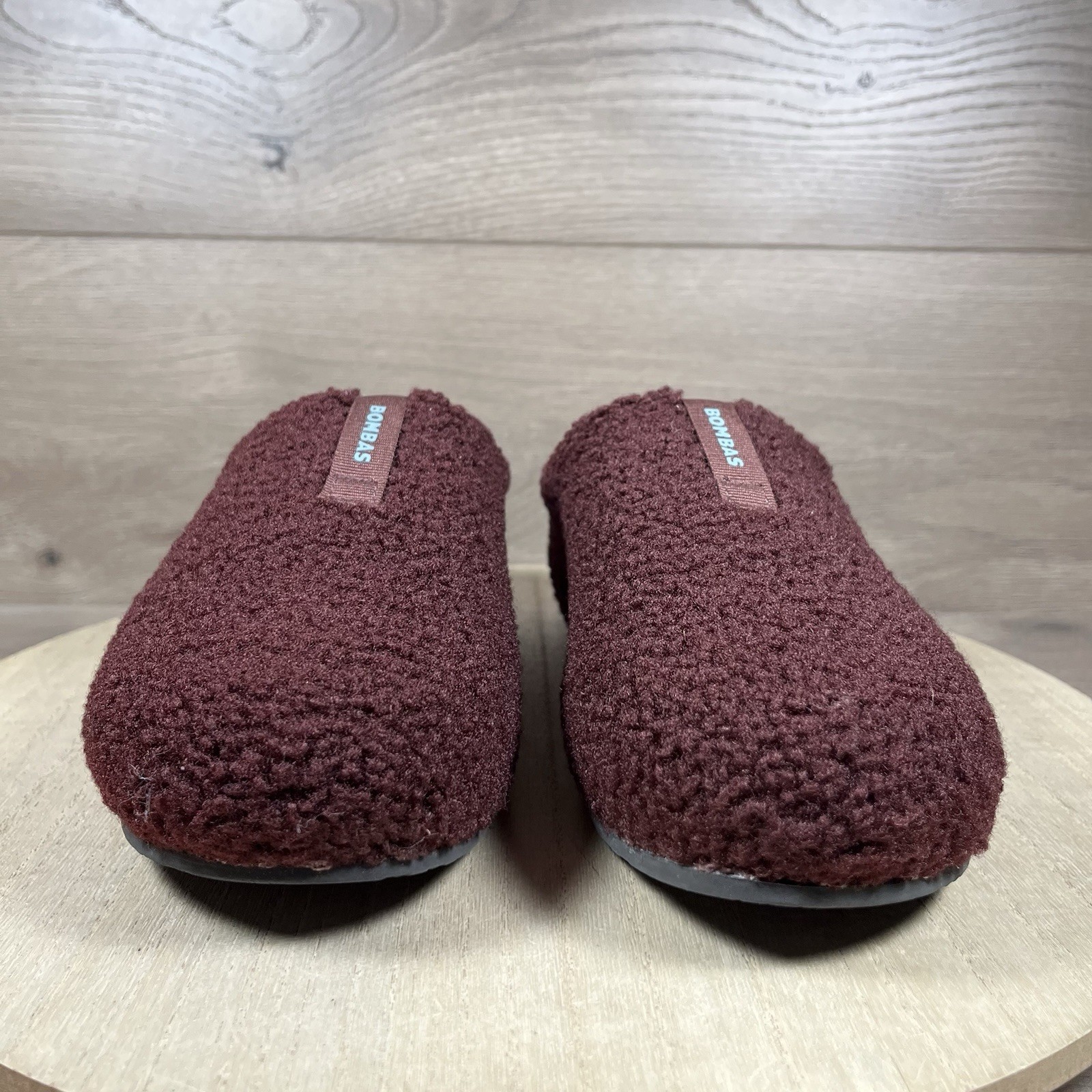 BOMBAS Sunday Slipper Cherry Chocolate Sherpa Fleece Slip On Womens Size 8