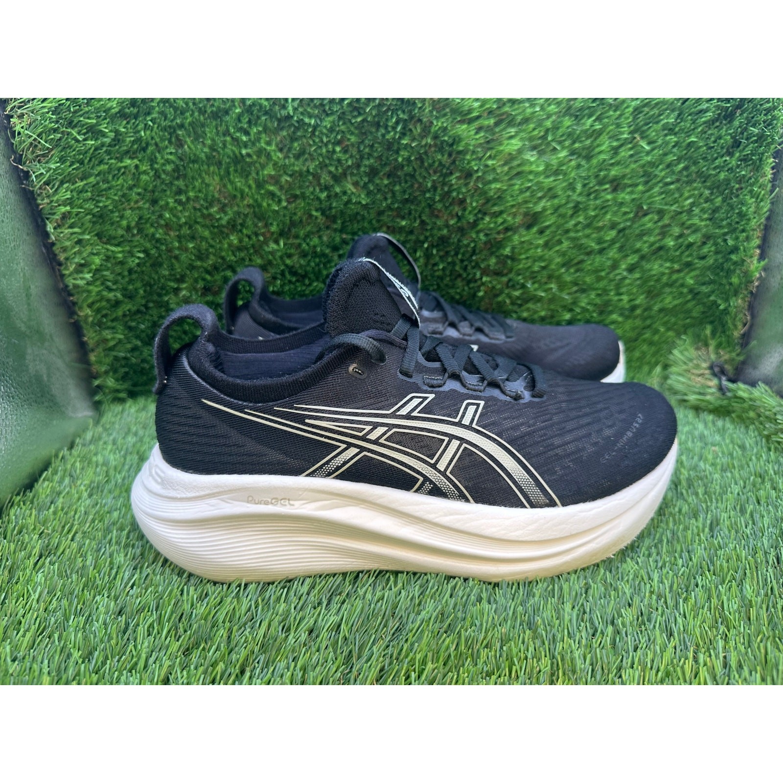 Asics Gel-Nimbus 27 1012B753 Athletic Sneaker Women’s 7.5 Black Jacquard Running