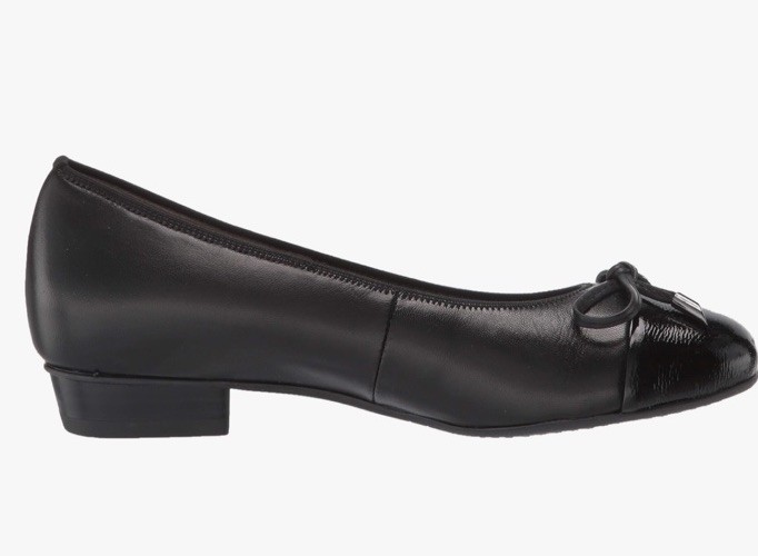 ARA Womens Betty Black Ballet Flats, Bow Detail, Size US 5