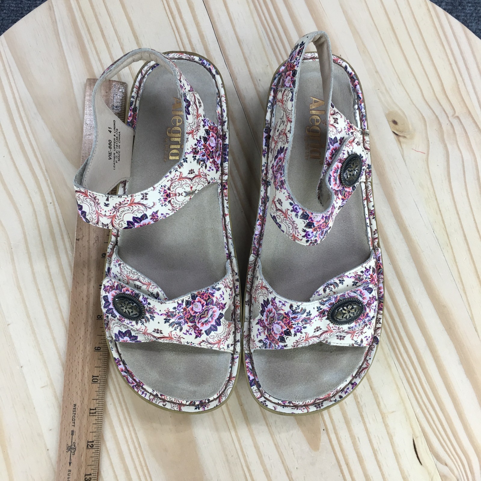 Alegria Sandals Womens 41 Muticolor Vienna Ankle Straps Leather Floral Casual