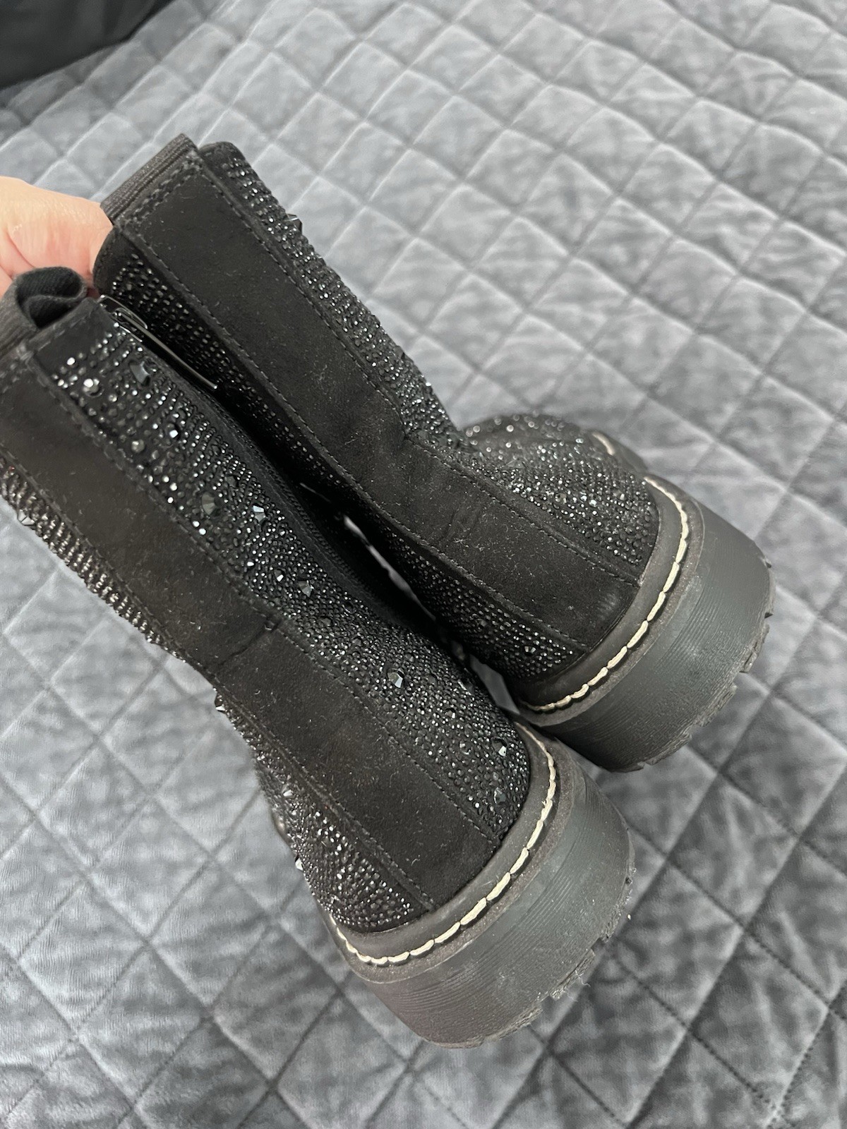 Torrid X Betsey Johnson Combat Boots Women 8.5 WW Wide Rhinestone Studded
