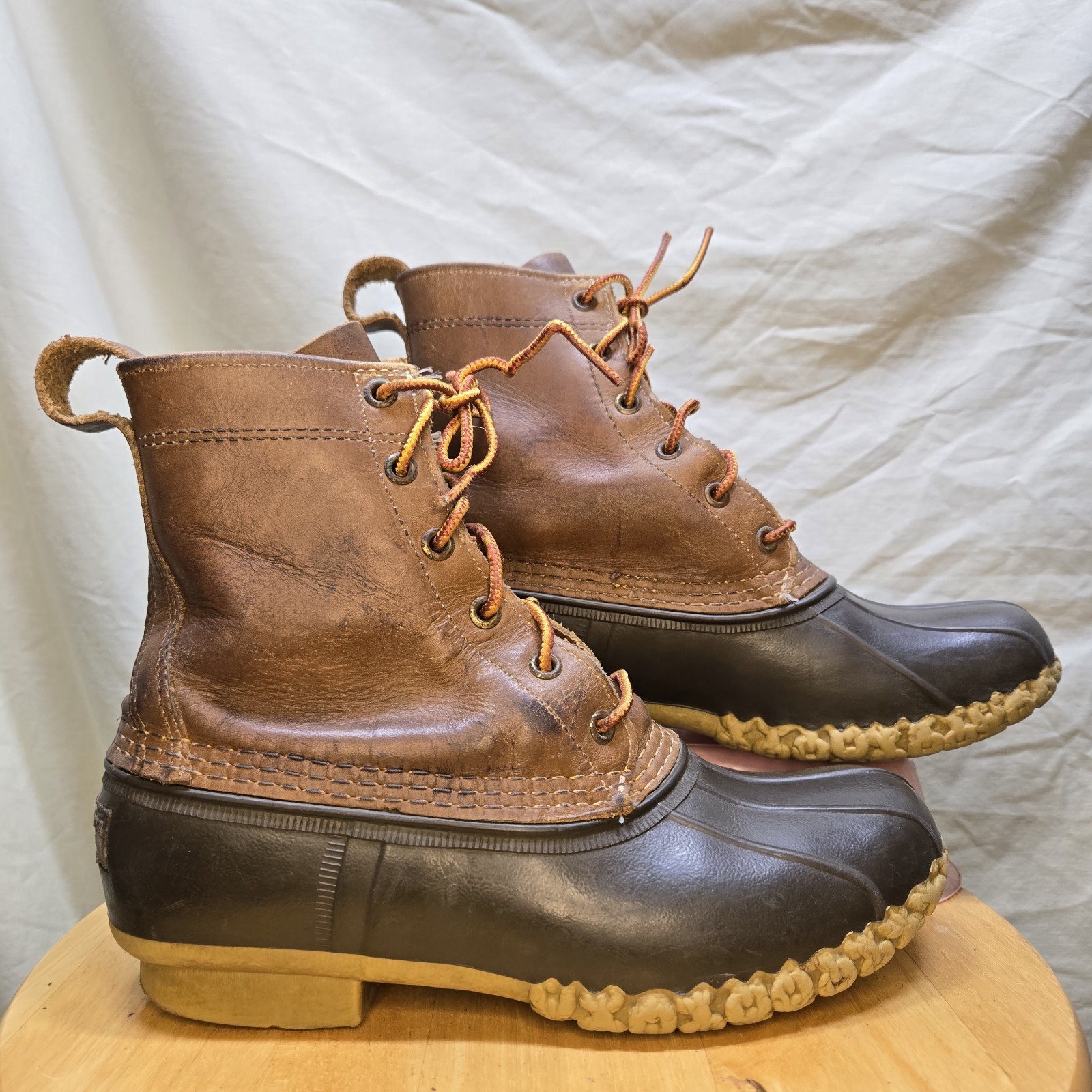 VINTAGE LL Bean Duck Boots Made In USA Rubber/Leather Lace Up Size 7M Hunting!