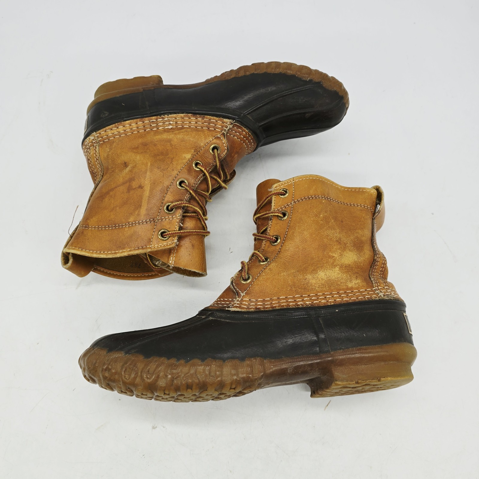 VTG LL Bean Boots Womens 7 Maine Hunting Shoe Unlined Made In USA Leather Brown
