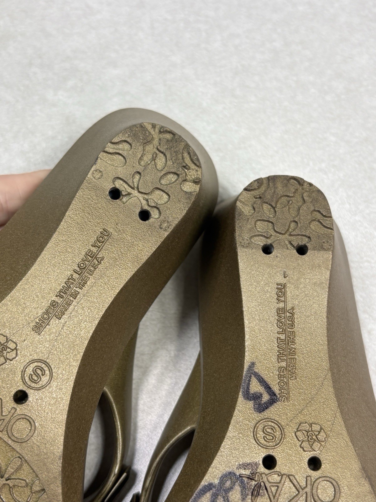 Oka B Alexa Jeweled Wedge Sandal Bronze Metallic Heel Flip Flop Womens S 25036
