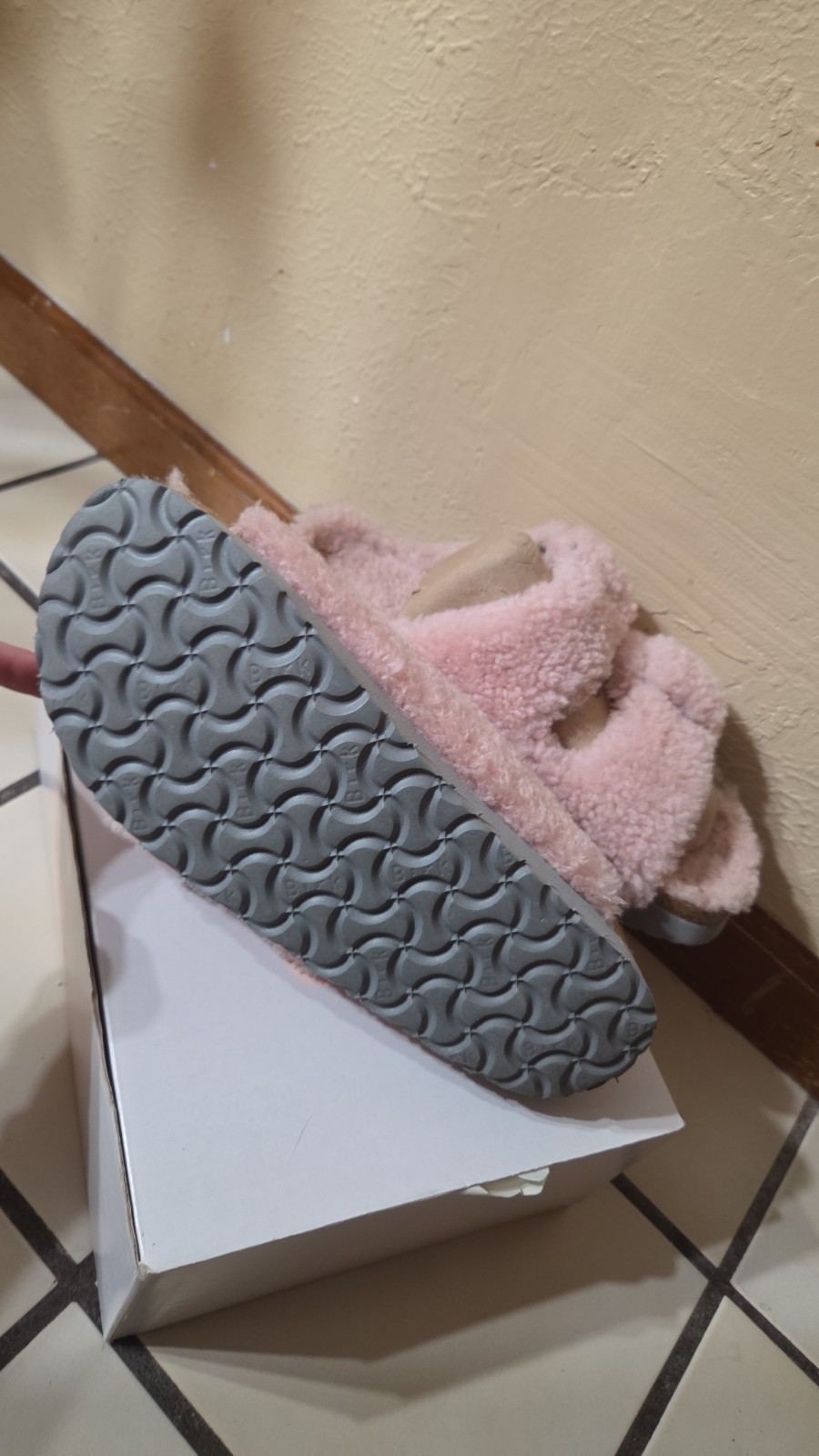 Papillio Arizona Pink Shearling Faux Fur Open Toe Slide Slippers Women 10