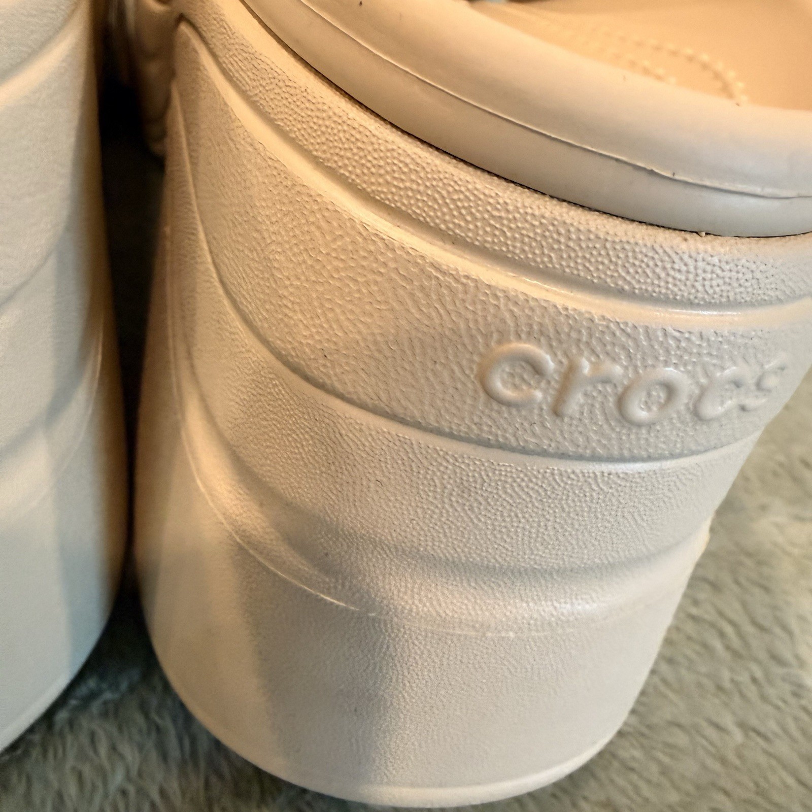 Crocs Siren Clog Platform Block High Heels Bone/Biege Slip On Women 11, Men 9