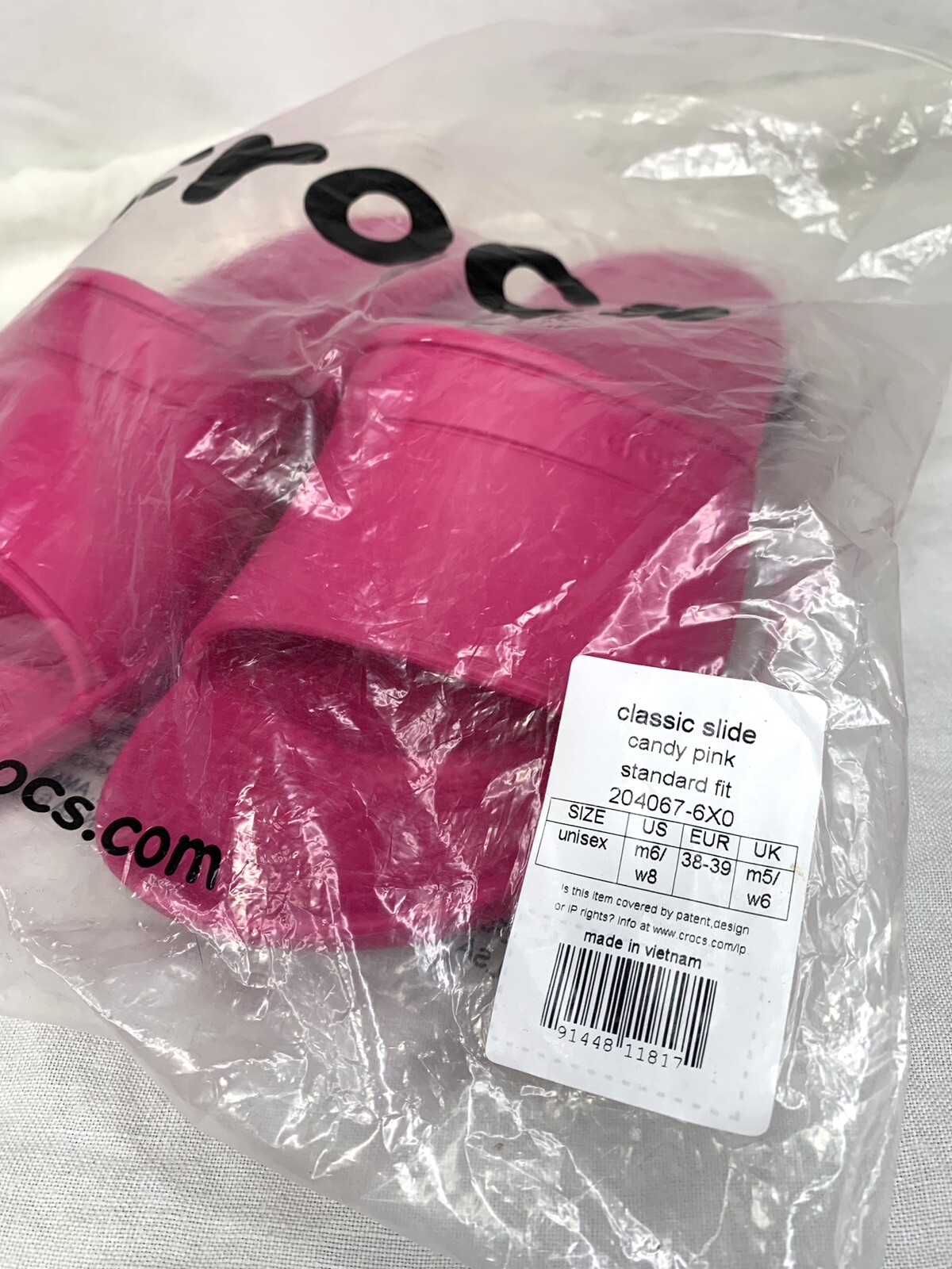Crocs Classic Slide Sandals Candy Pink Size M6/ W8 Standard Fit NWT