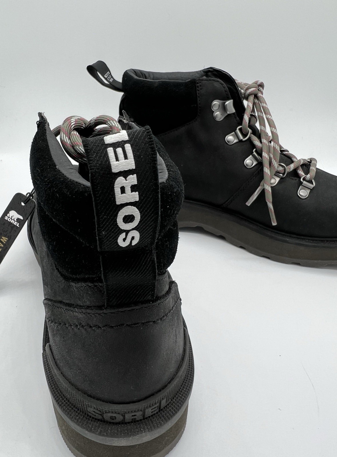 Sorel Women’s Black Leather & Rubber Sole Lace-Up Hiking Ankle Boots Size 8.5