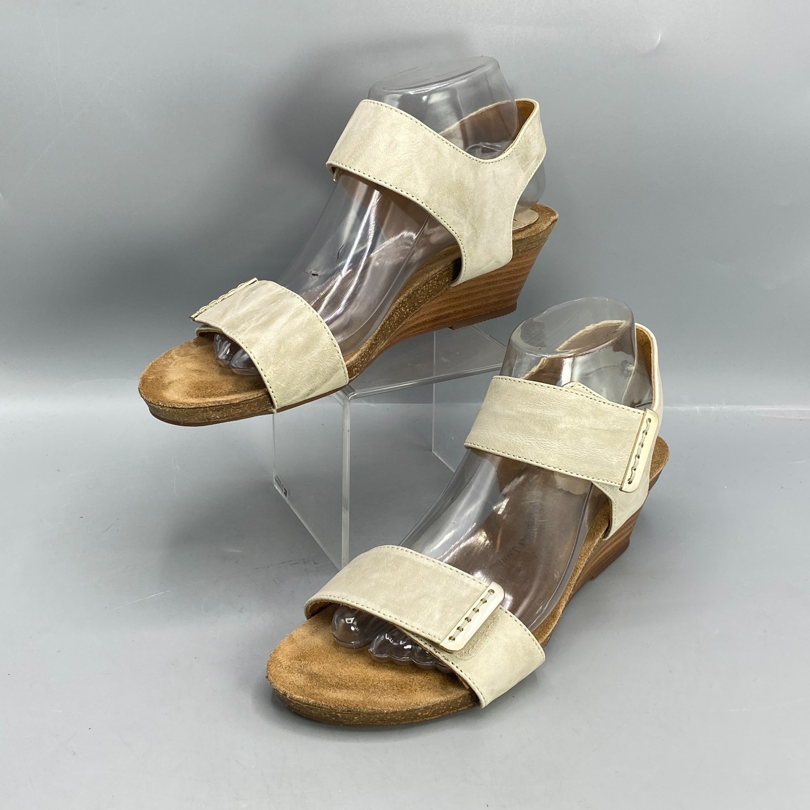 Söfft Verdi II Wedge Sandals Womens 8 Gold Cream Leather Hook & Loop FS0002028