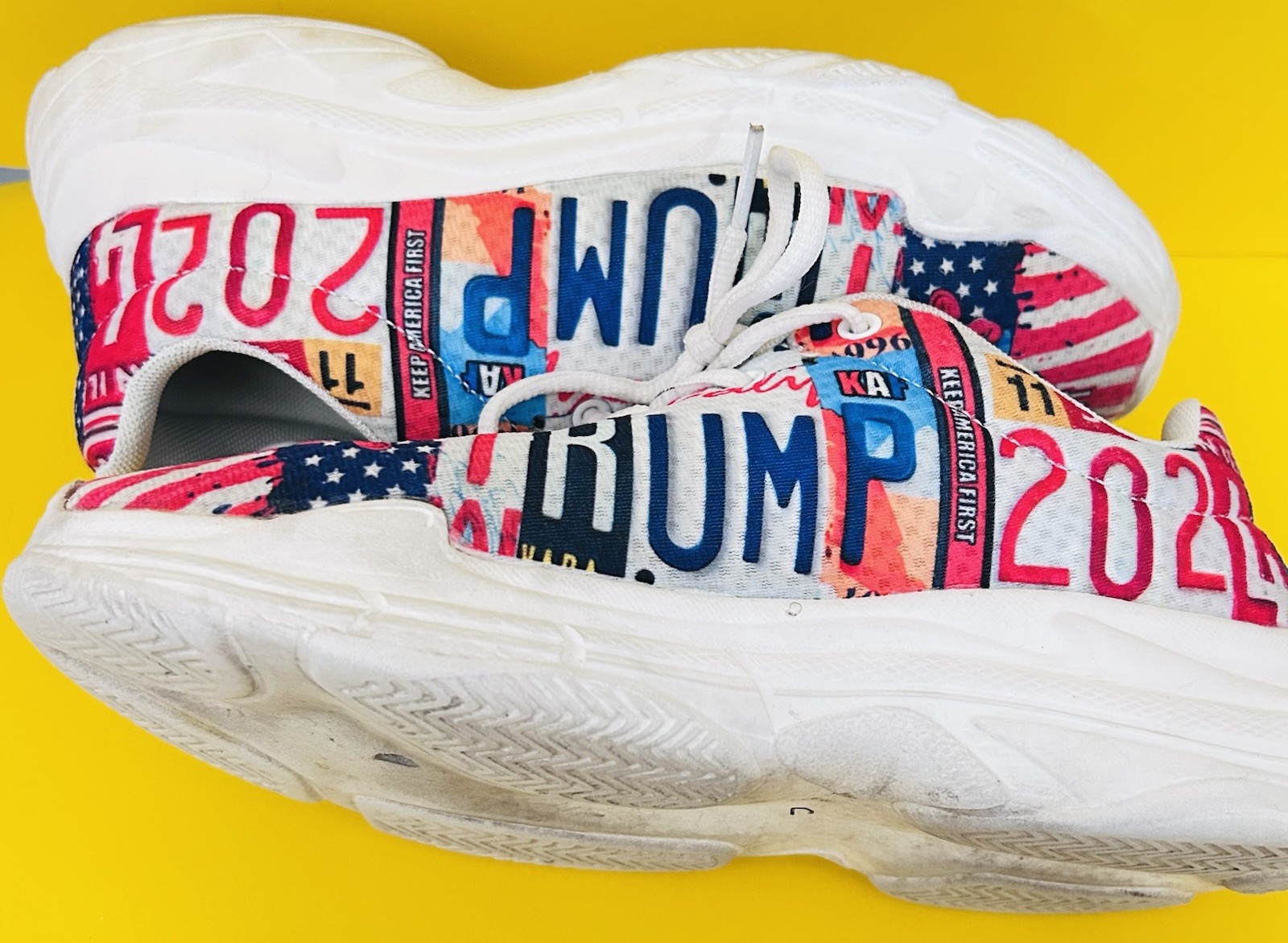 Trump 2024 Novelty Sneakers Women’s US 8 Men’s 6 EU 39 Patriotic Flag Shoes