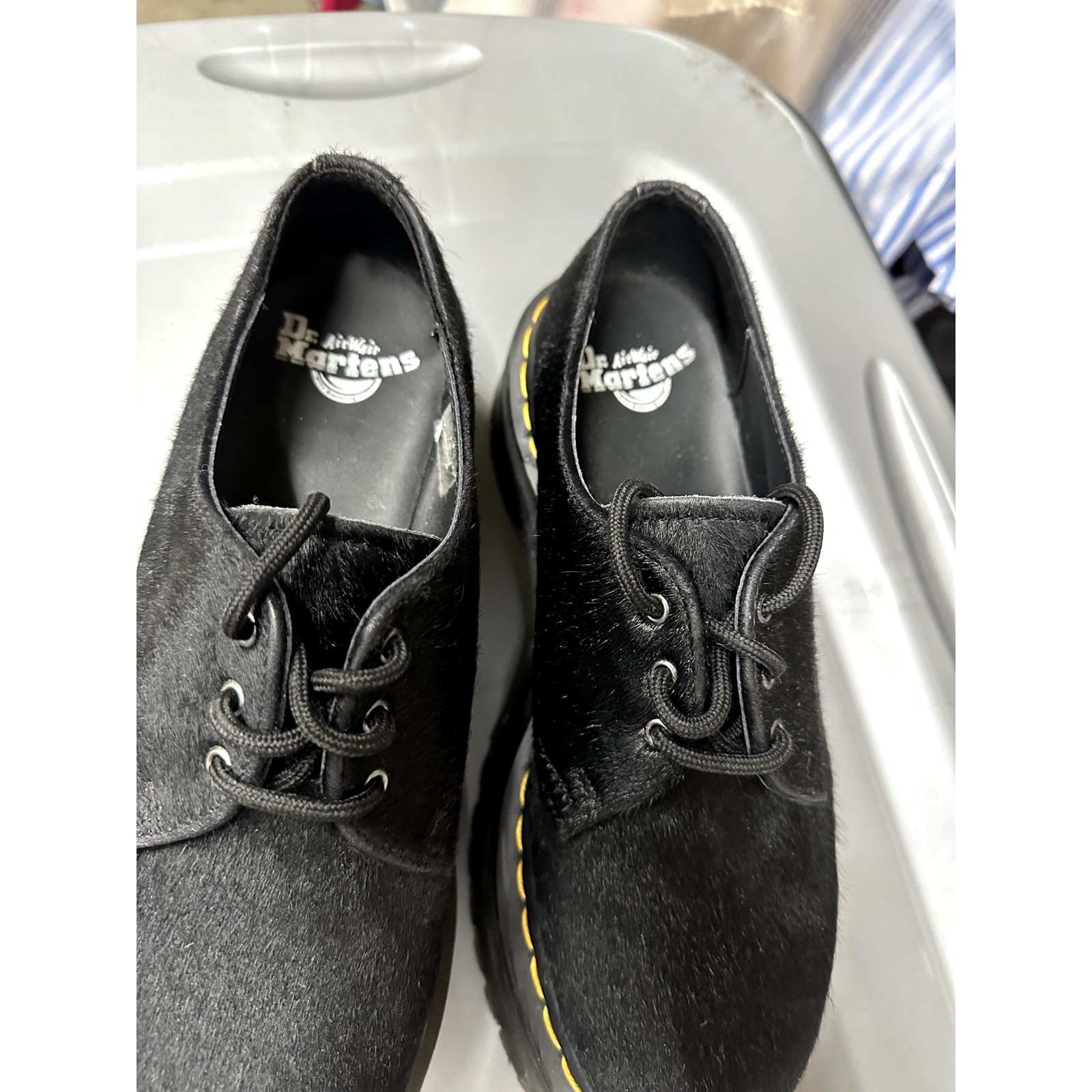 Dr. Martens 1461 Quad Black Hair-On Platform Oxford Shoes Women’s 9 Men’s 8