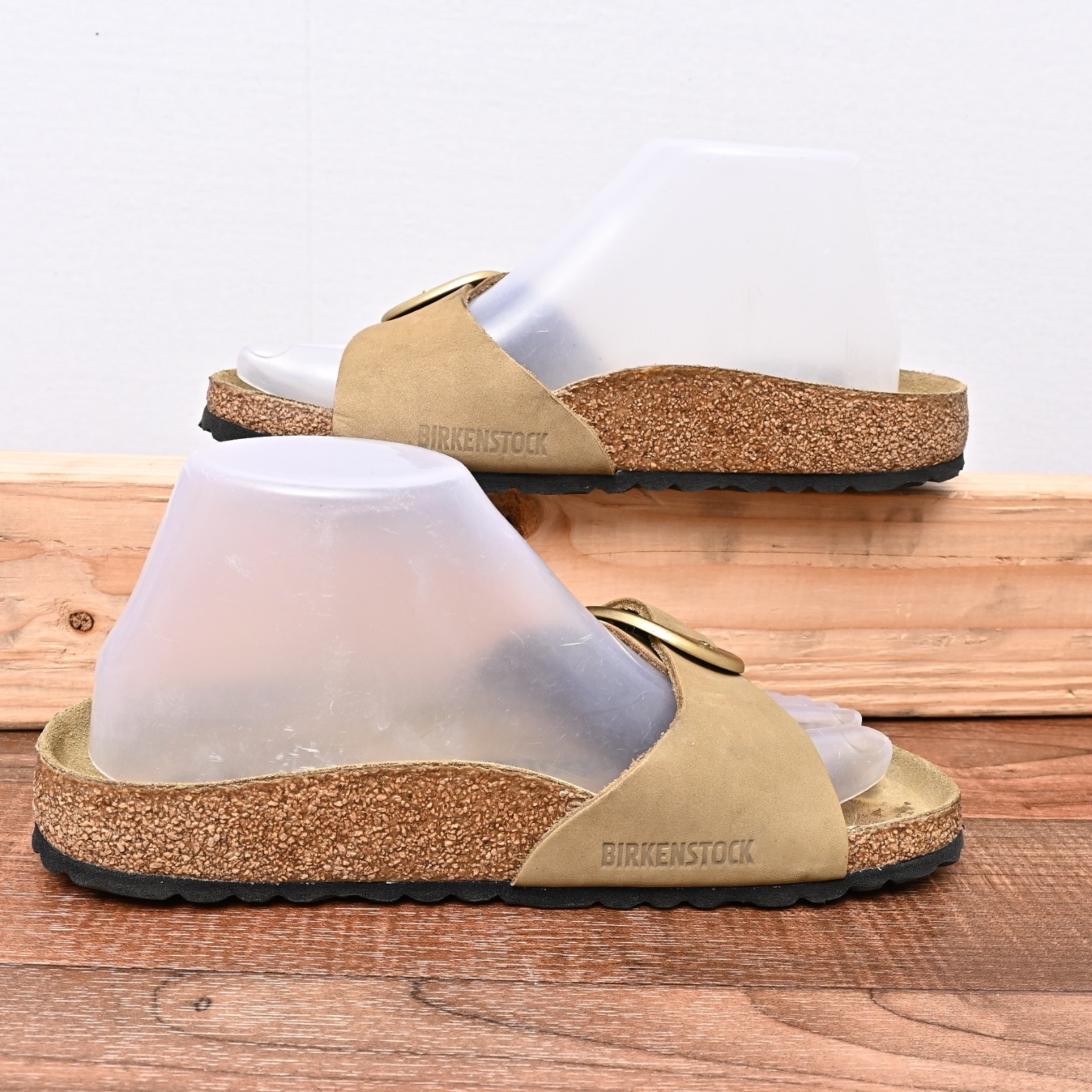 Birkenstock Madrid Big Buckle Taupe Leather SANDALS Comfort Womens Sz 38 US 7
