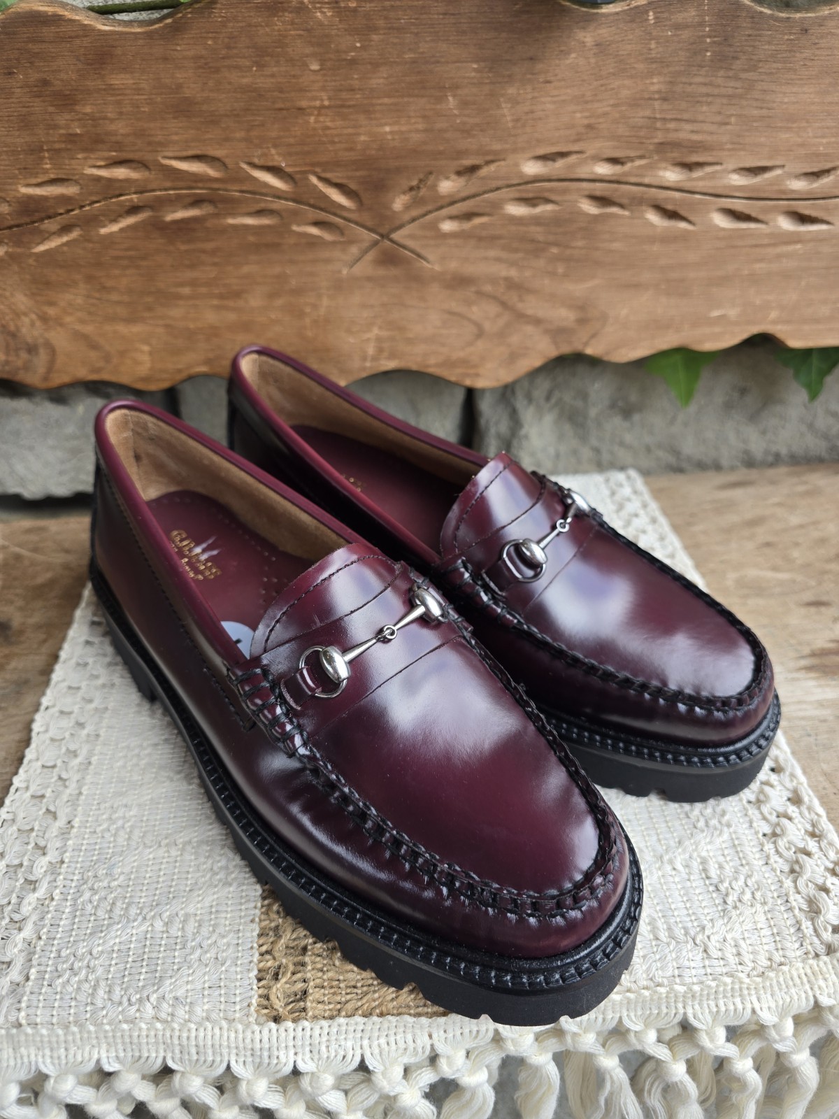 GH Bass WeeJuns Lianna Bit Lug Sole Leather Penny Loafer Shoes Womens Sz 7