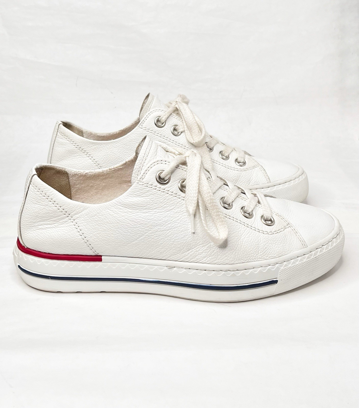 【EUC!】Paul Green ✤ Carly Sneakers White Pebble Leather US W 8.5 🇦🇹Austria Made