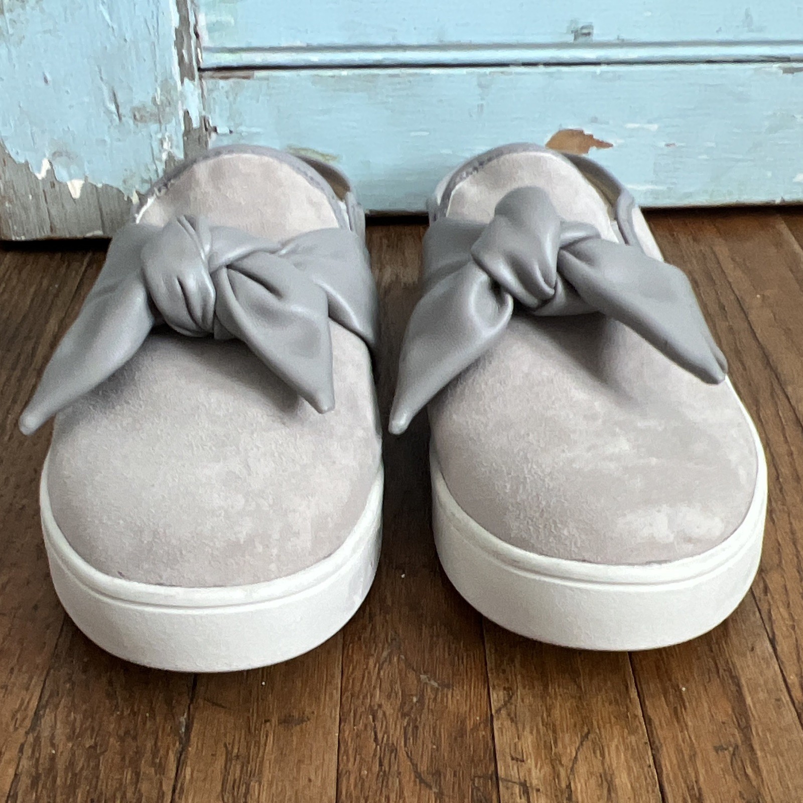 Women’s Spenco Orthotic Suede Slip-On Mule Flats w/Bow Black & Gray US 8.5
