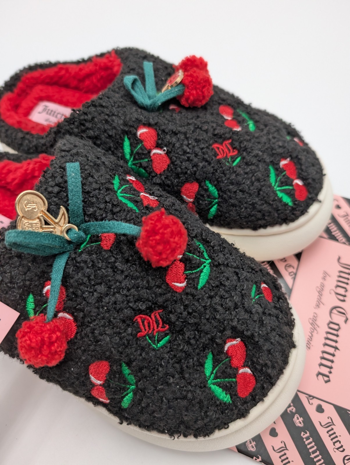 Juicy Couture Women’s JC-CALLIOPE Cherry Print Slip-On Slippers Size M 6.5 7
