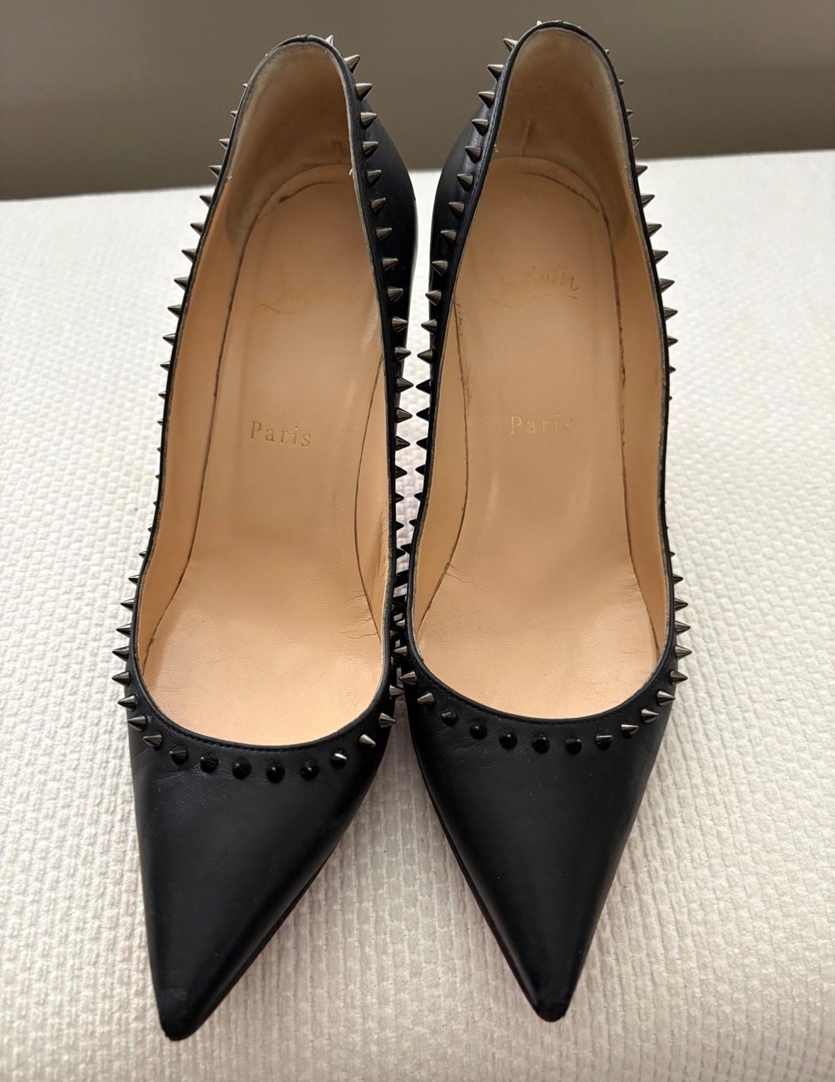Christian Louboutin Anjalina Black Pump with Spikes, size 7