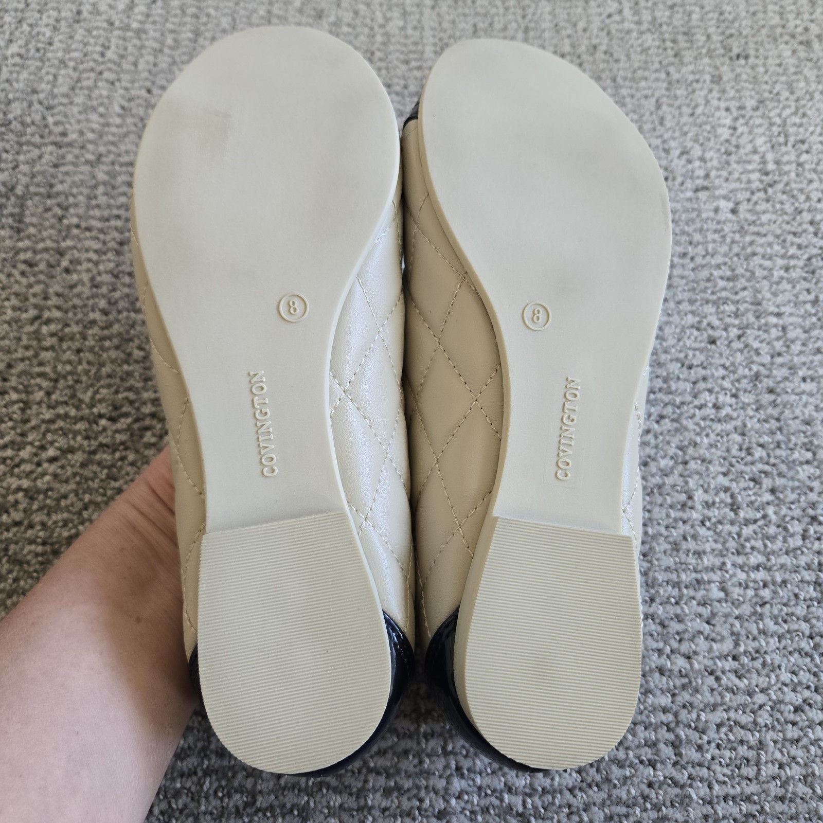 Covington Women’s Quinn Size 8 Shoes Beige Ballet Flats Quilted Workwear Casual