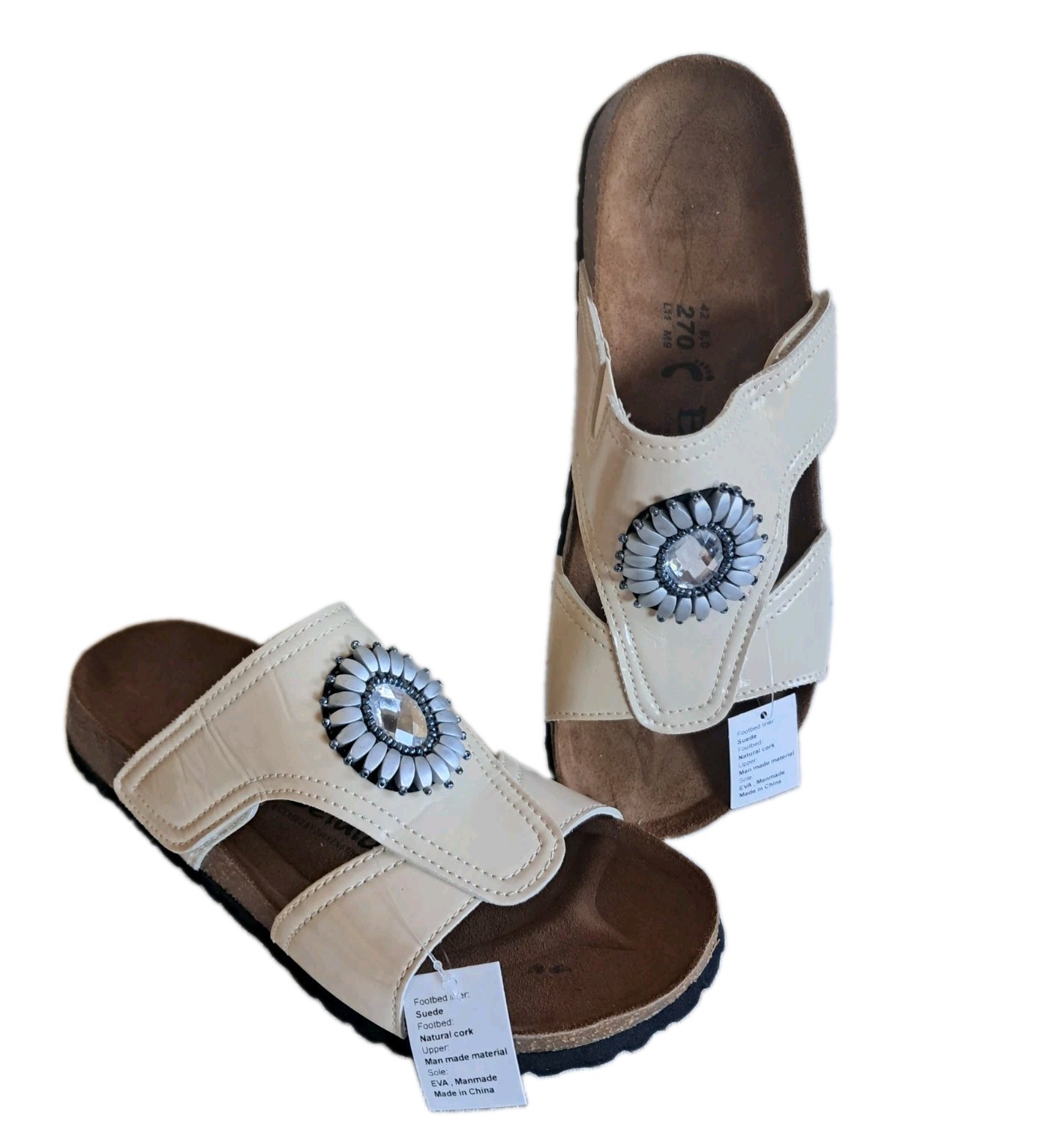 Bertula By Birkenstock- Beige w/Gem Accent- Sz 11
