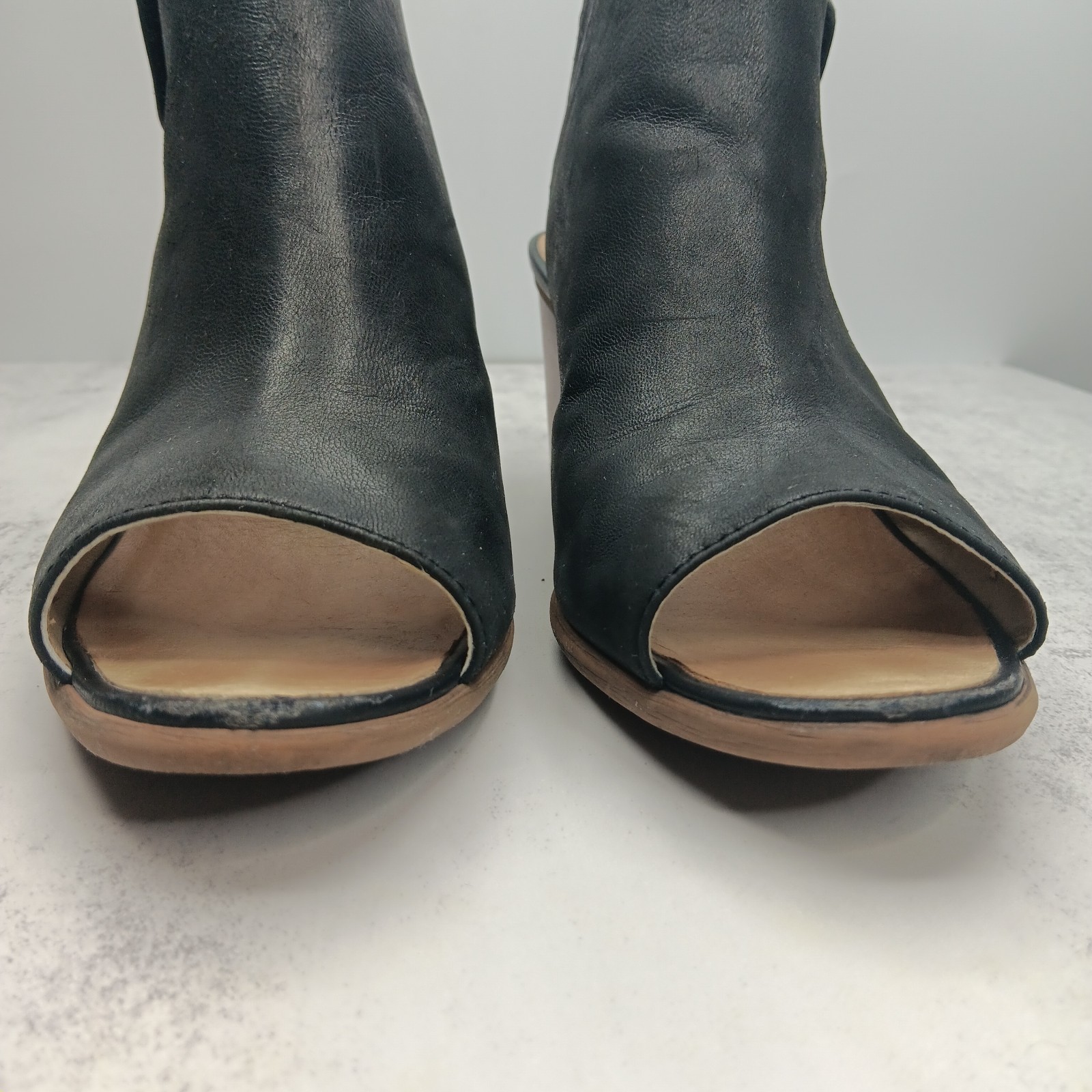 NWOB Josef Seibel Bonnie 09 Peep-Toe Bootie US 11 Black Leather Fashion Comfort