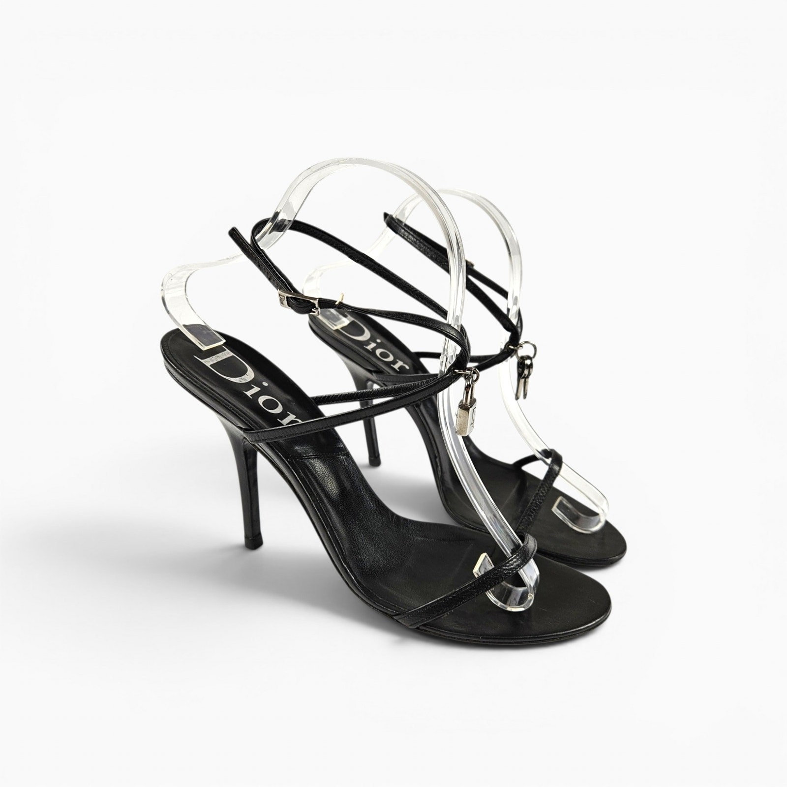 Y2k Dior Heels Lock & Key by John Galliano Sandals Black Strappy – 39.5 (8.5)