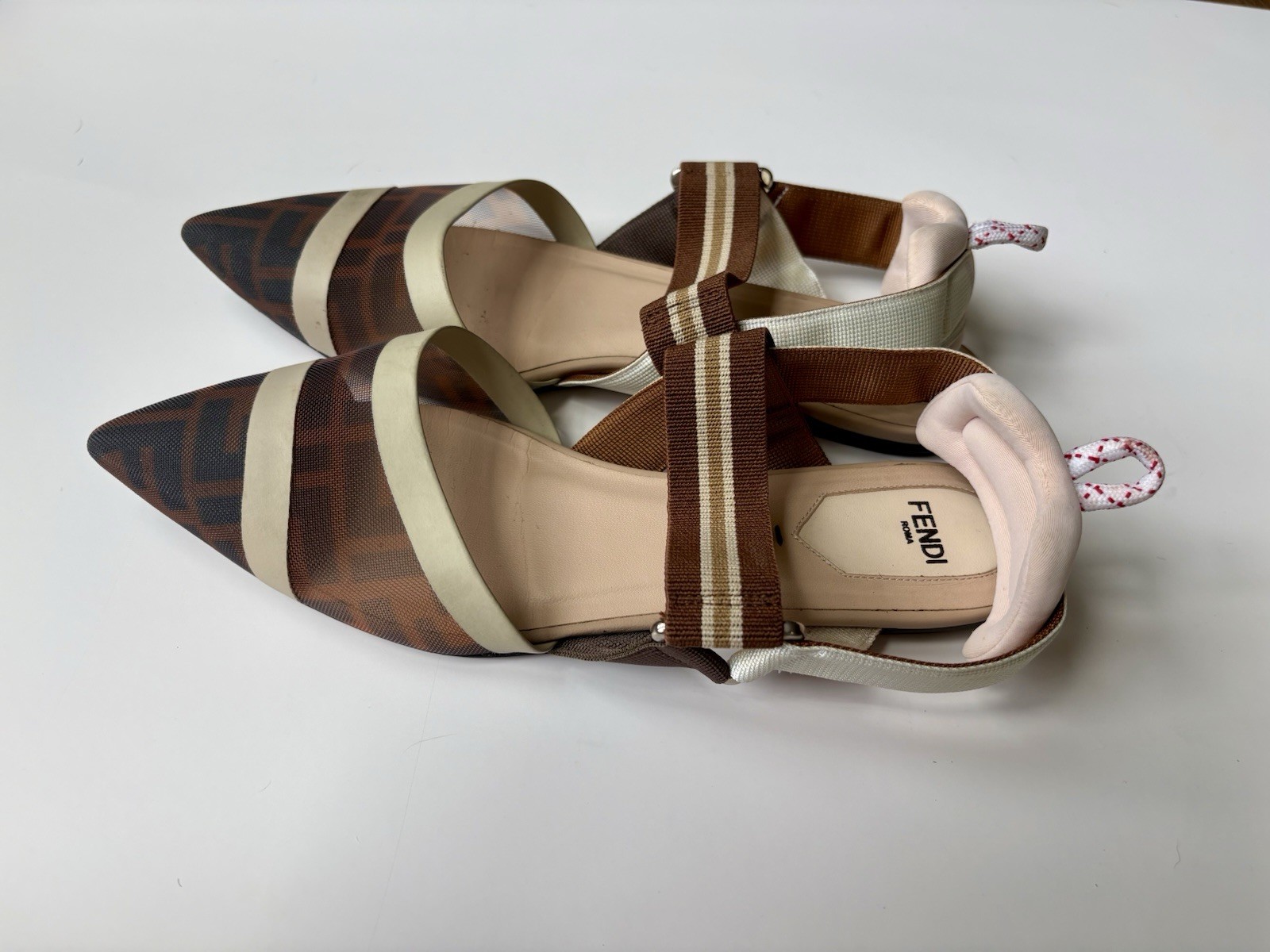 Fendi Colibri slingback flats brown and beige EU 37.5
