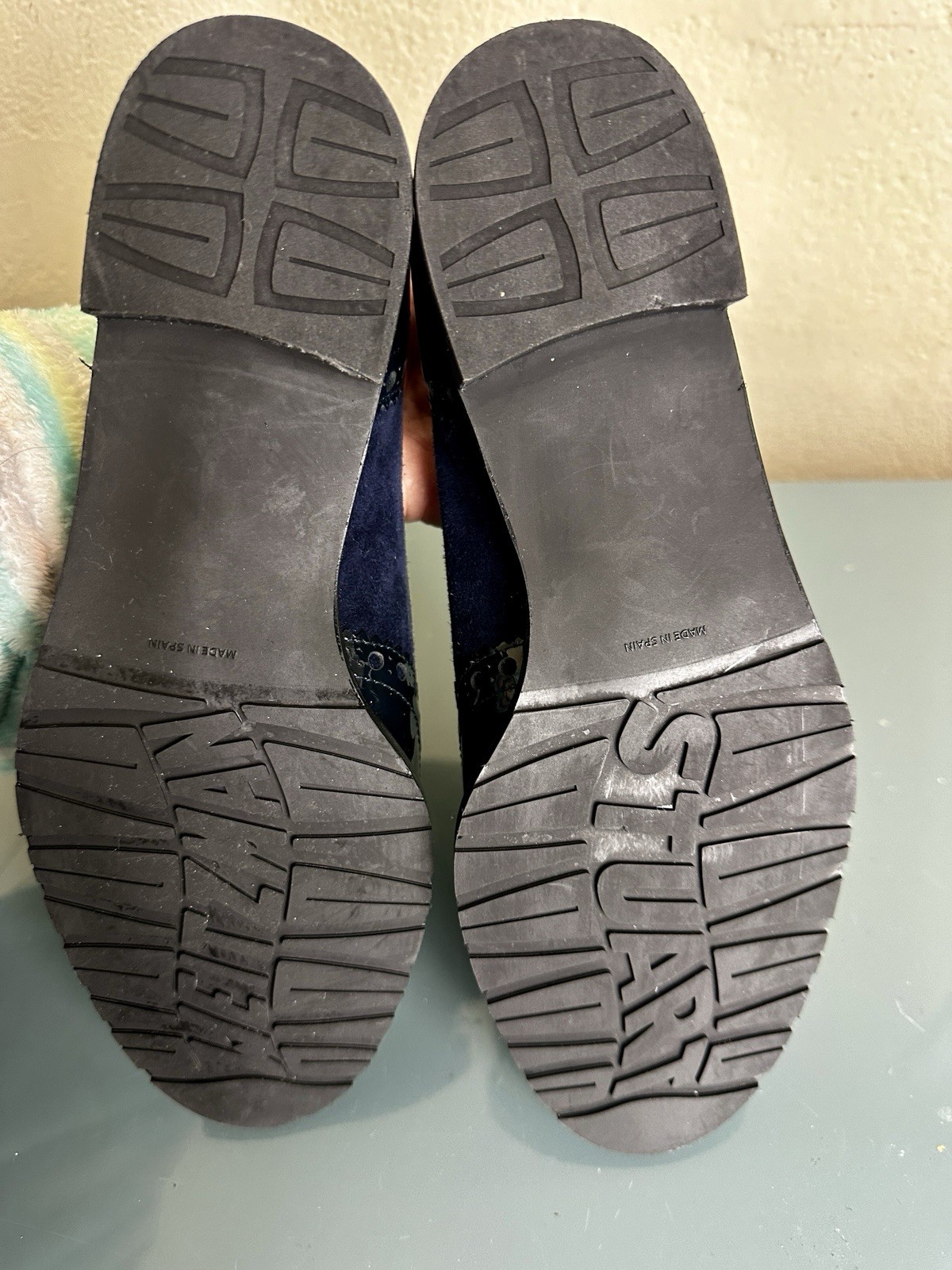 RUSSELL & BROMLEY STUART WEITZMAN Loafers Navy Suede Patent Shoes $400 Sz 6 Ex!