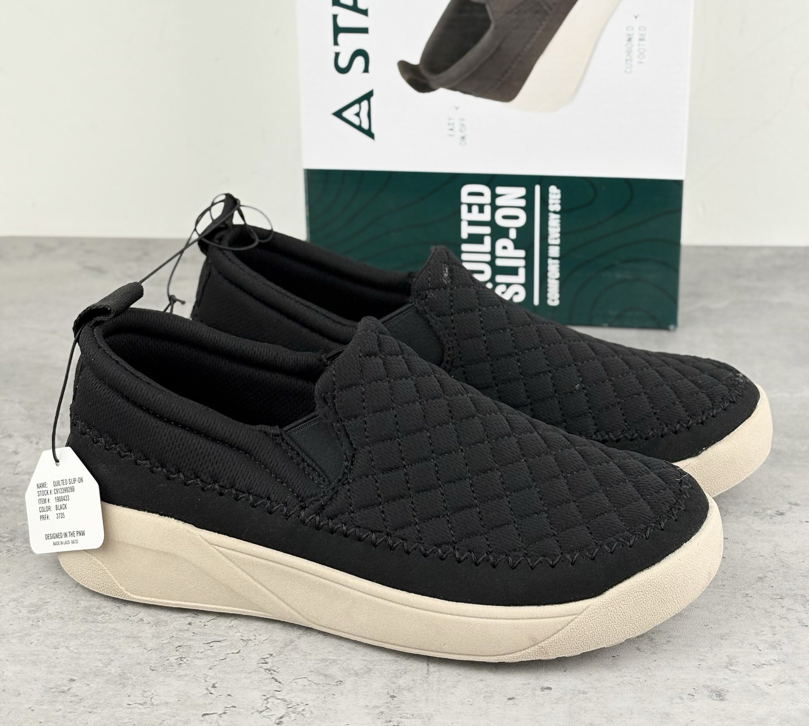 Staheekum Women’s Quilted Slip On Shoes Size 9 Black Comfort New Slip In Sneaker