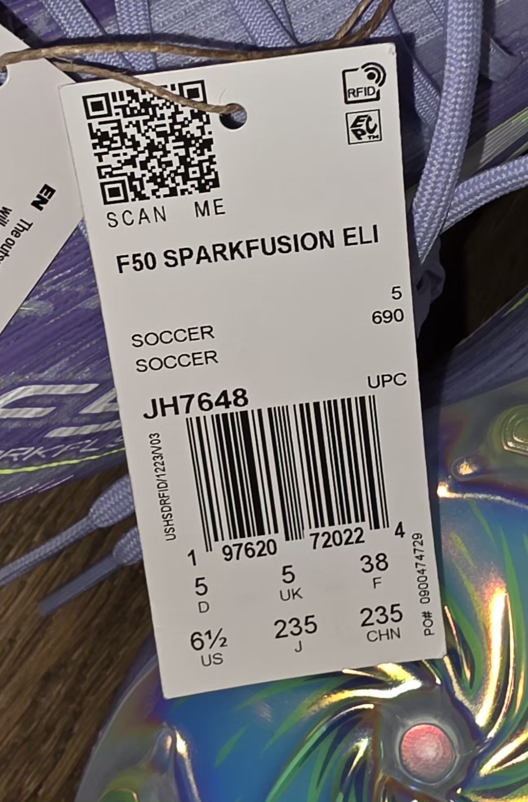 NEW Sz 6.5 Women’s Adidas F50 Sparkfusion Elite Mid FG AG Violet Volt JH7648