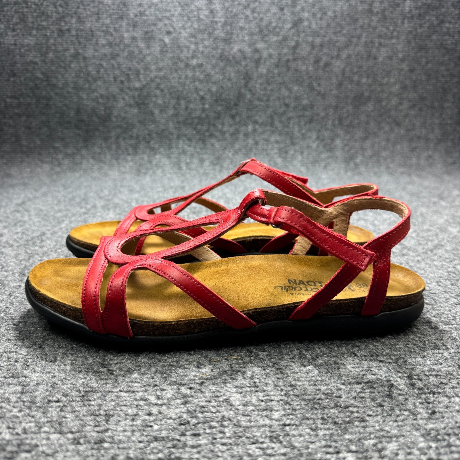 Naot Dorith Sandals Womens 8 Red Leather Strappy Slingback Cushion