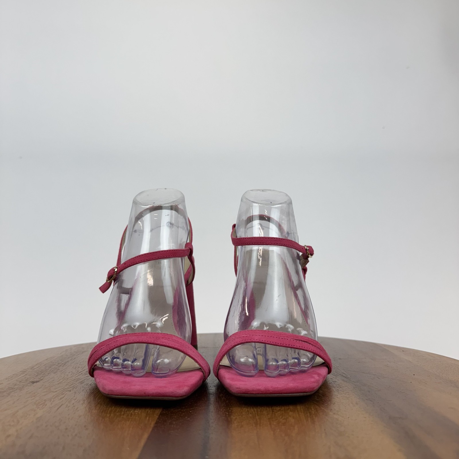 New $140 Womens Sam Edelman Kit Dahlia Pink Suede Heels Sandals Shoes Size 9.5 M