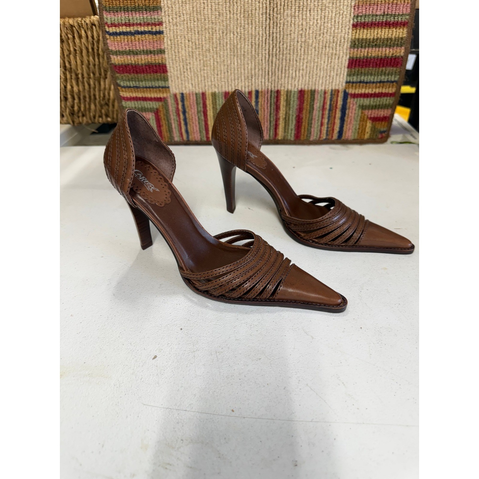 Carlos by Carlos Santana Scout Brown Leather Pointed Toe D’Orsay Pumps Heels 8M