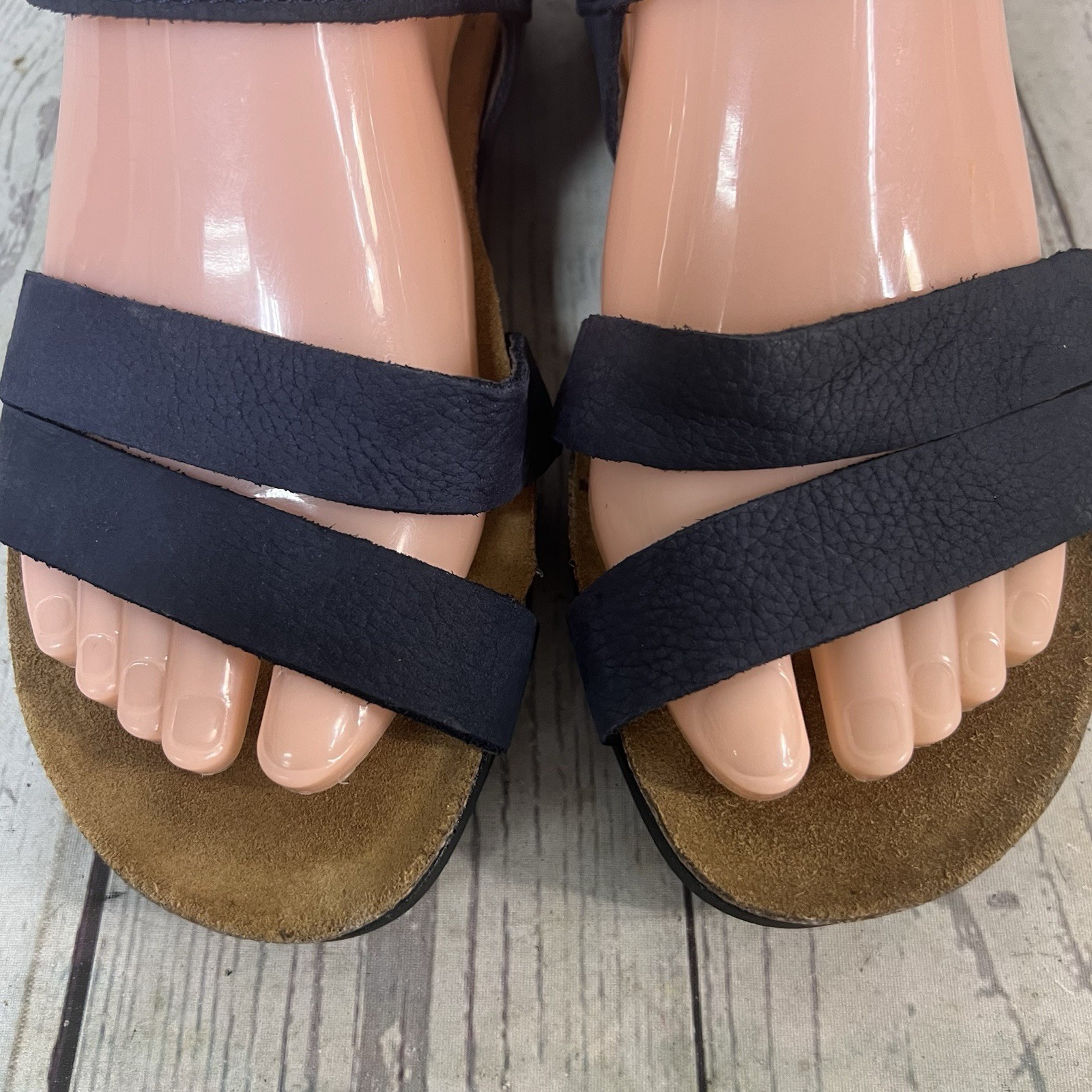 NAOT Kayla Women’s Navy Blue Nubuck Leather Comfort Wedge Sandals EU 38 US 7