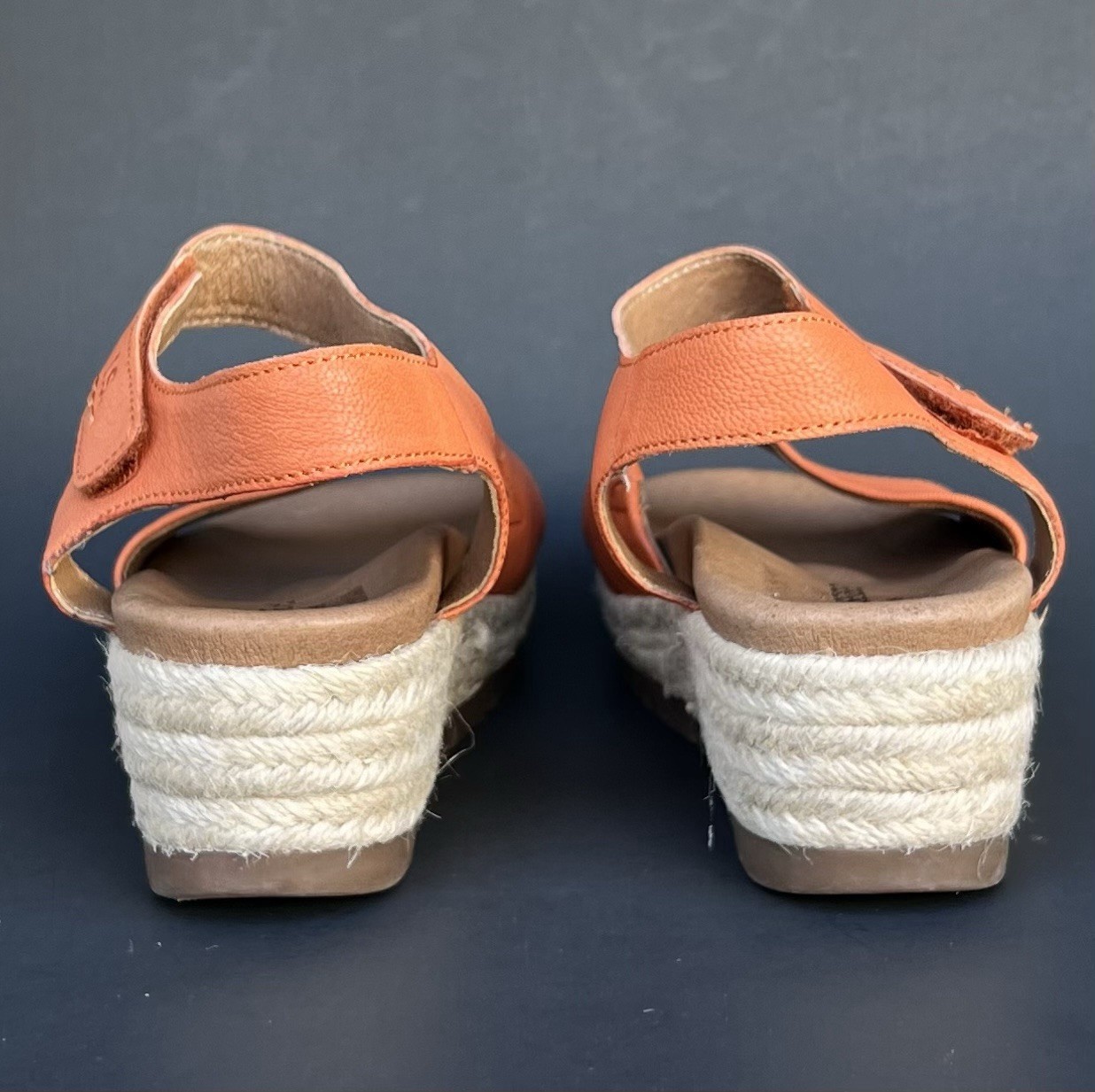 Josef Seibel Miranda Spadrile Wedge Leather Sandals Papaya Women’s Size 8 US
