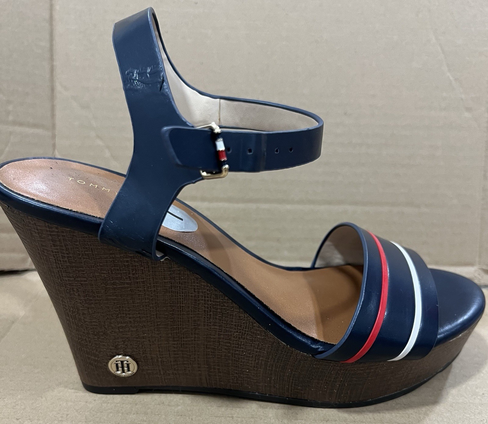 Tommy Hilfiger Navy Size 7 Wedge Classy Heels with Gold TH Accent