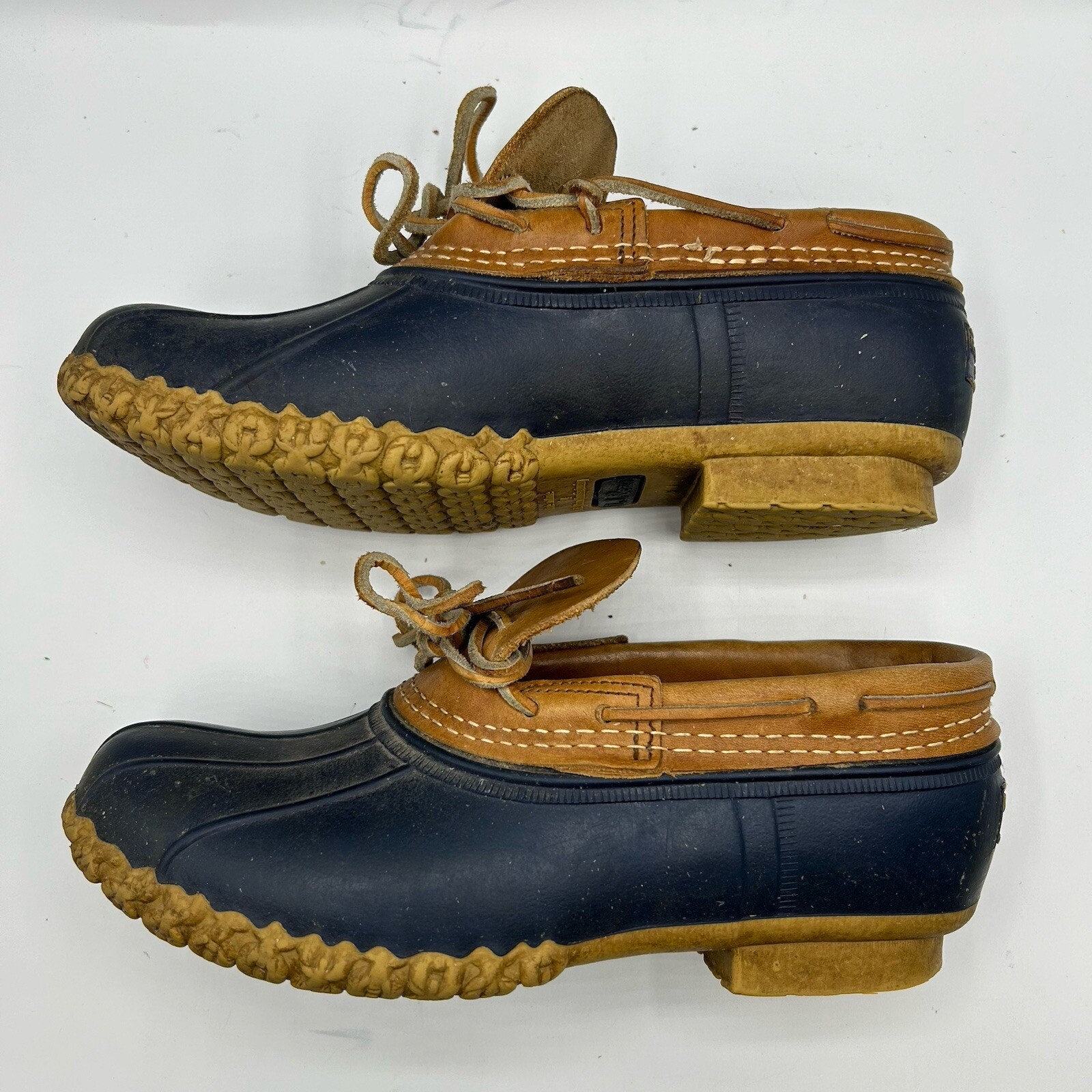 Vintage LL Bean Boot Rubber Mocs Duck Boot Women’s 7 Tan Leather Fisherman