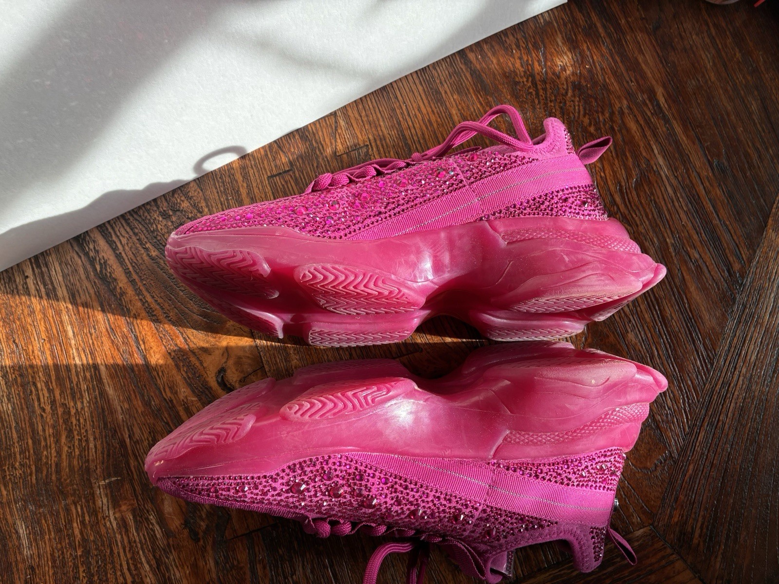 Steve Madden Women Size 7.5 SM NY90 PINK Maxima Chunky Sneaker Rhineston Sparkle