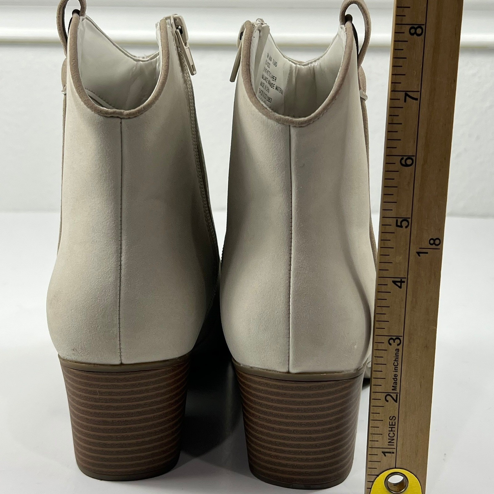 a.n.a Delno Western Ankle Boots Pointed Toe Block Heel Cream Beige Womens 10M