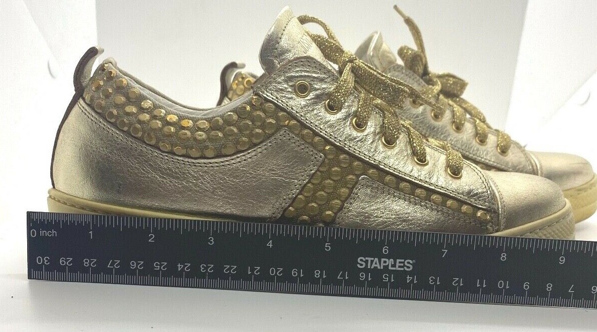 Just Cavalli Womens Gold Metallic Sneakers Sz US 7.5 Preowned