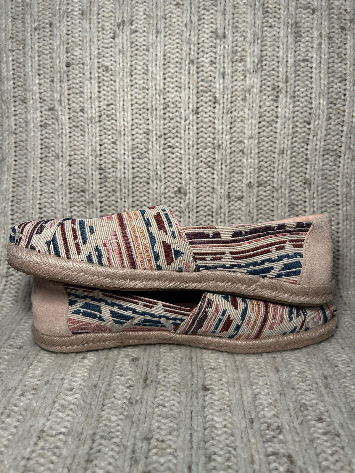 TOMS Women’s Alpargata Rope Slip On Shoes Natural Multi Global Woven Size 8 RARE