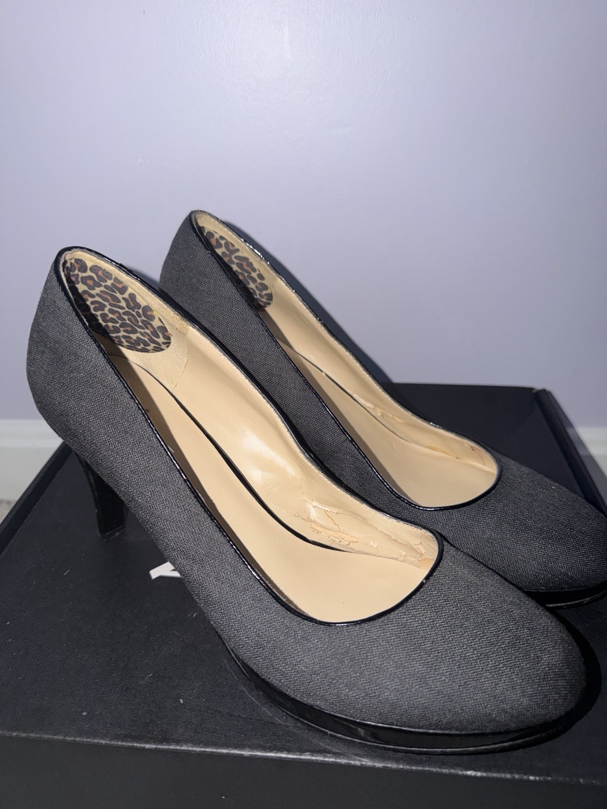 Nine West Women’s Black Textile Round Toe Pump Heels Slip On 9M
