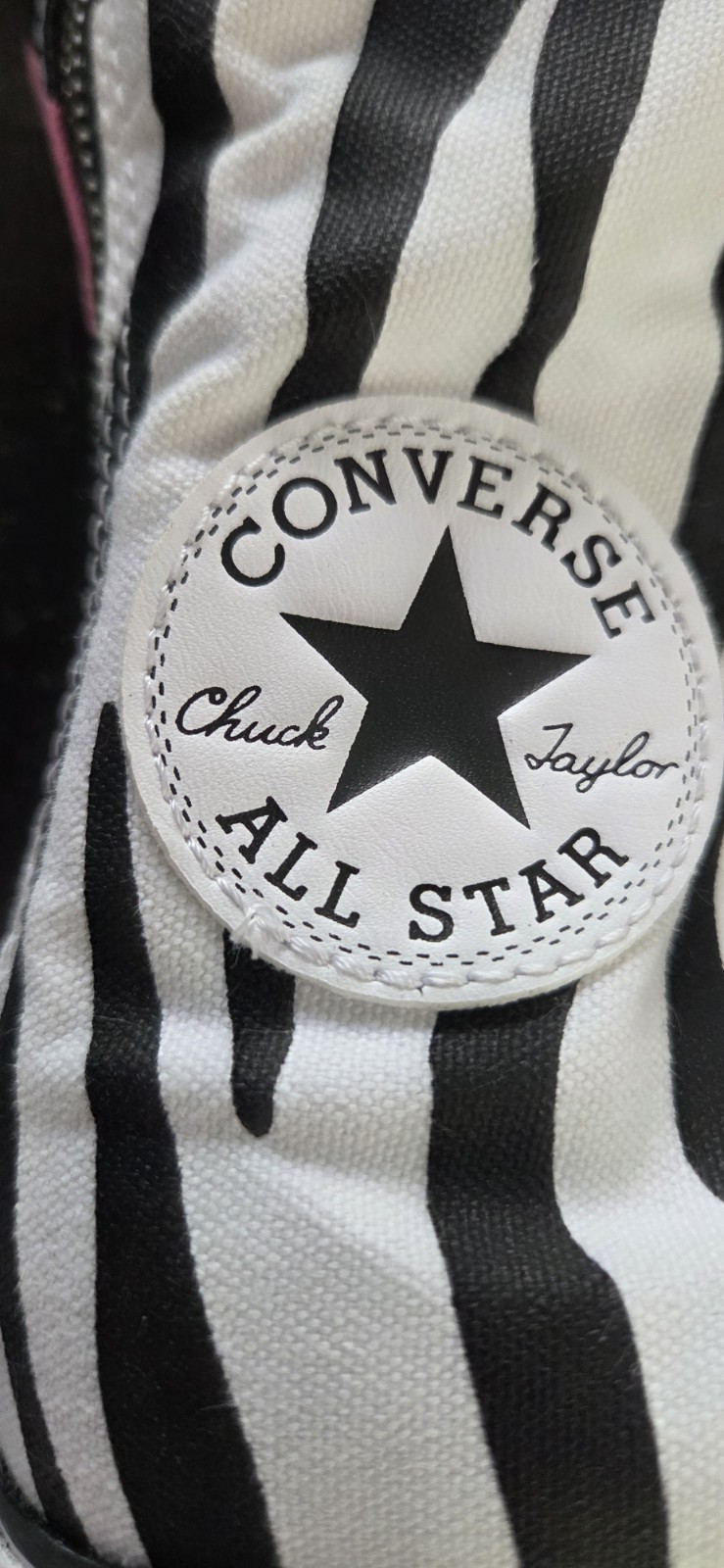 Converse Knee High Zebra Striped White and Pink Customized Women’s