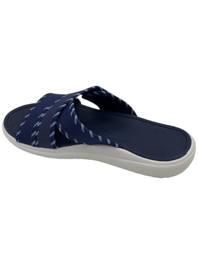 Lands’ End Adjustable Cross-Band Slide Sandals Pool Deep Sea Navy