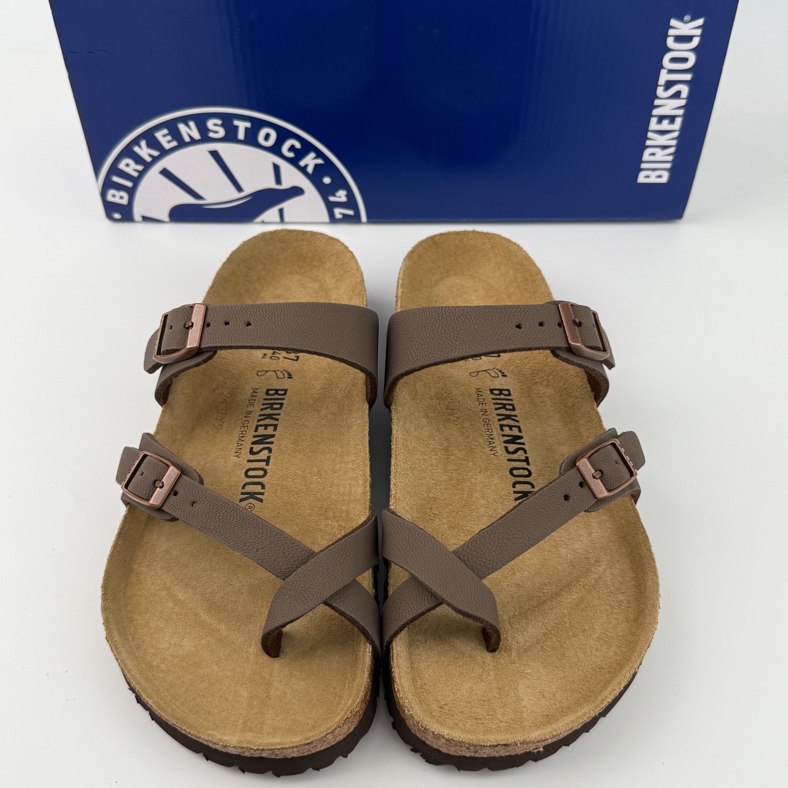 Birkenstock Mayari Birko-Flor Women’s Mocha Leather Wide Sandals Select Size