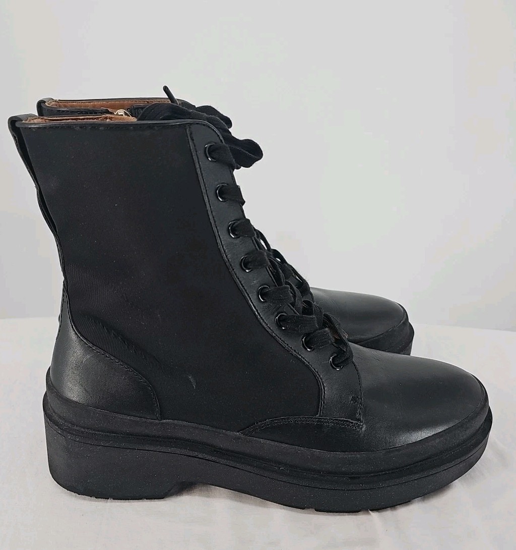 Kate Spade Winona Boots Size 10.5 Combat Boots Black Lace Up Zip