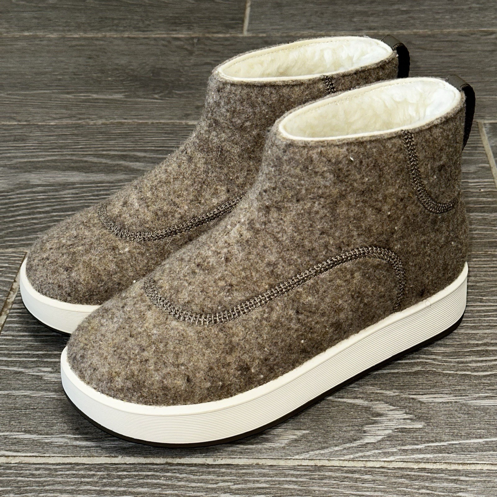 Allbirds Kiwi Boot Women’s 7 Pull On Booties Tan Wool Blend Shoe Cozy Casual
