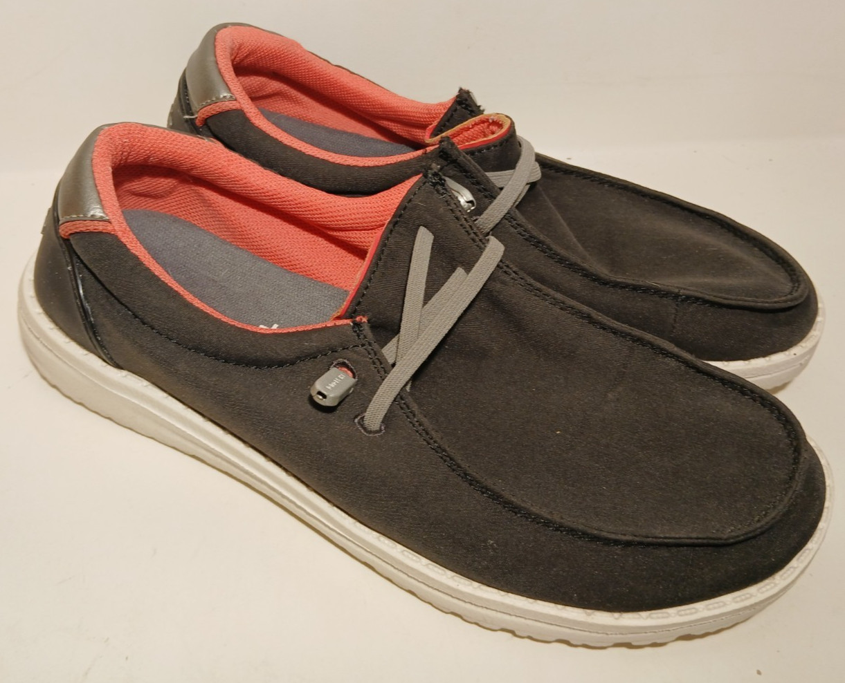 Hey Dude Wendy ADV Black Coral Silver Slip-On Shoes Women’s Size 6