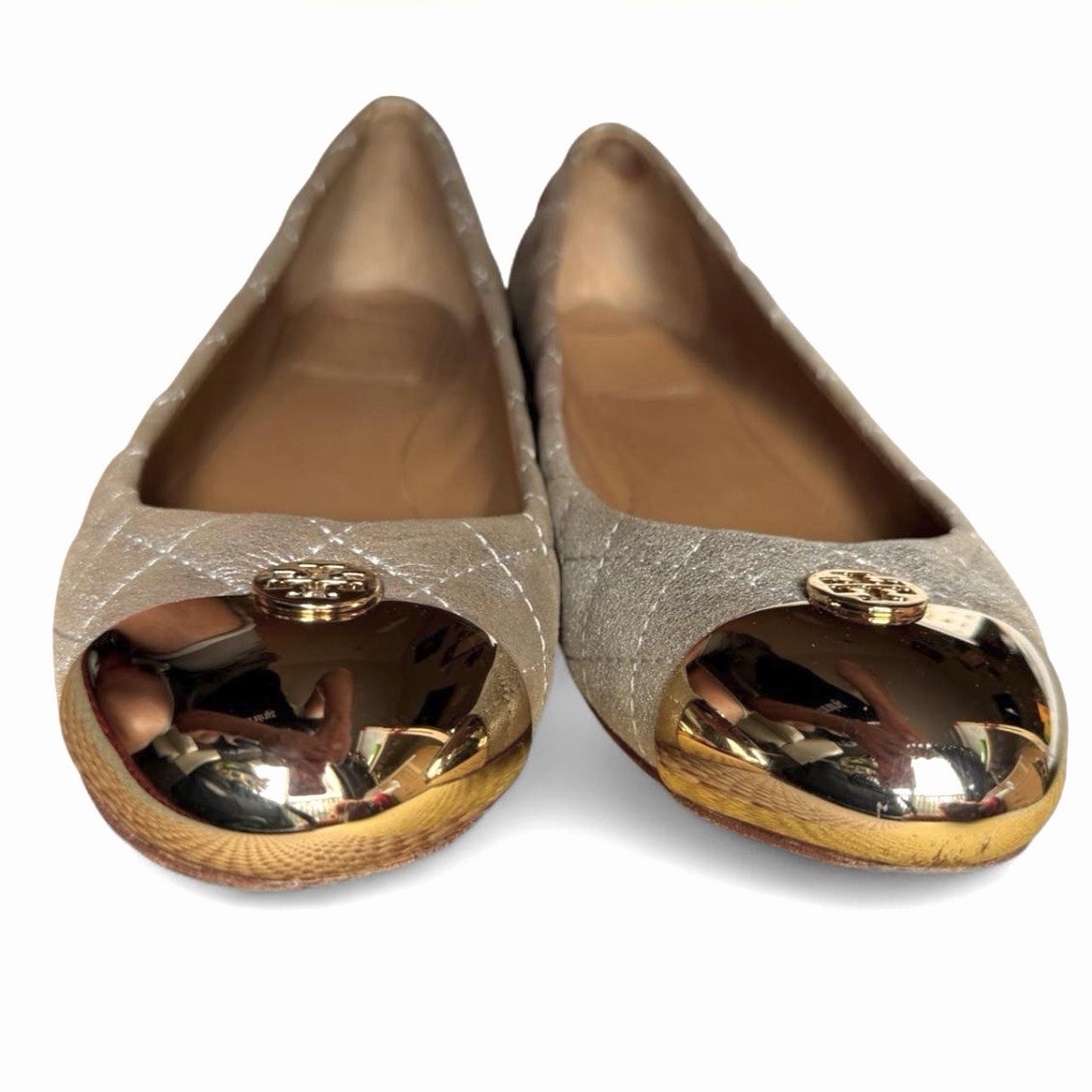 TORY BURCH Kaitlin quilted metallic ballet flats Sz 8.5